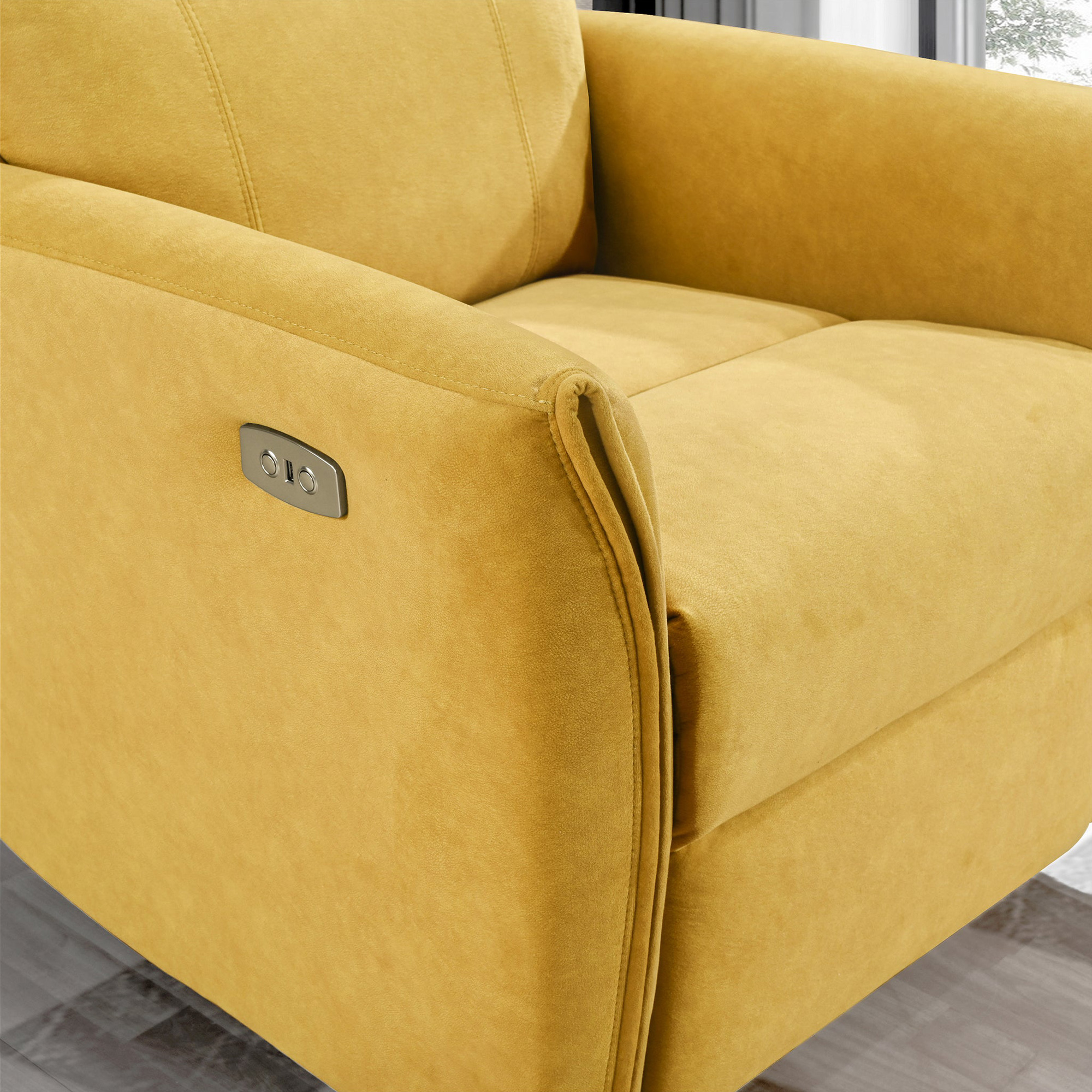 Ashcroft Asheville Suede Recliner Chair - Dark Yellow