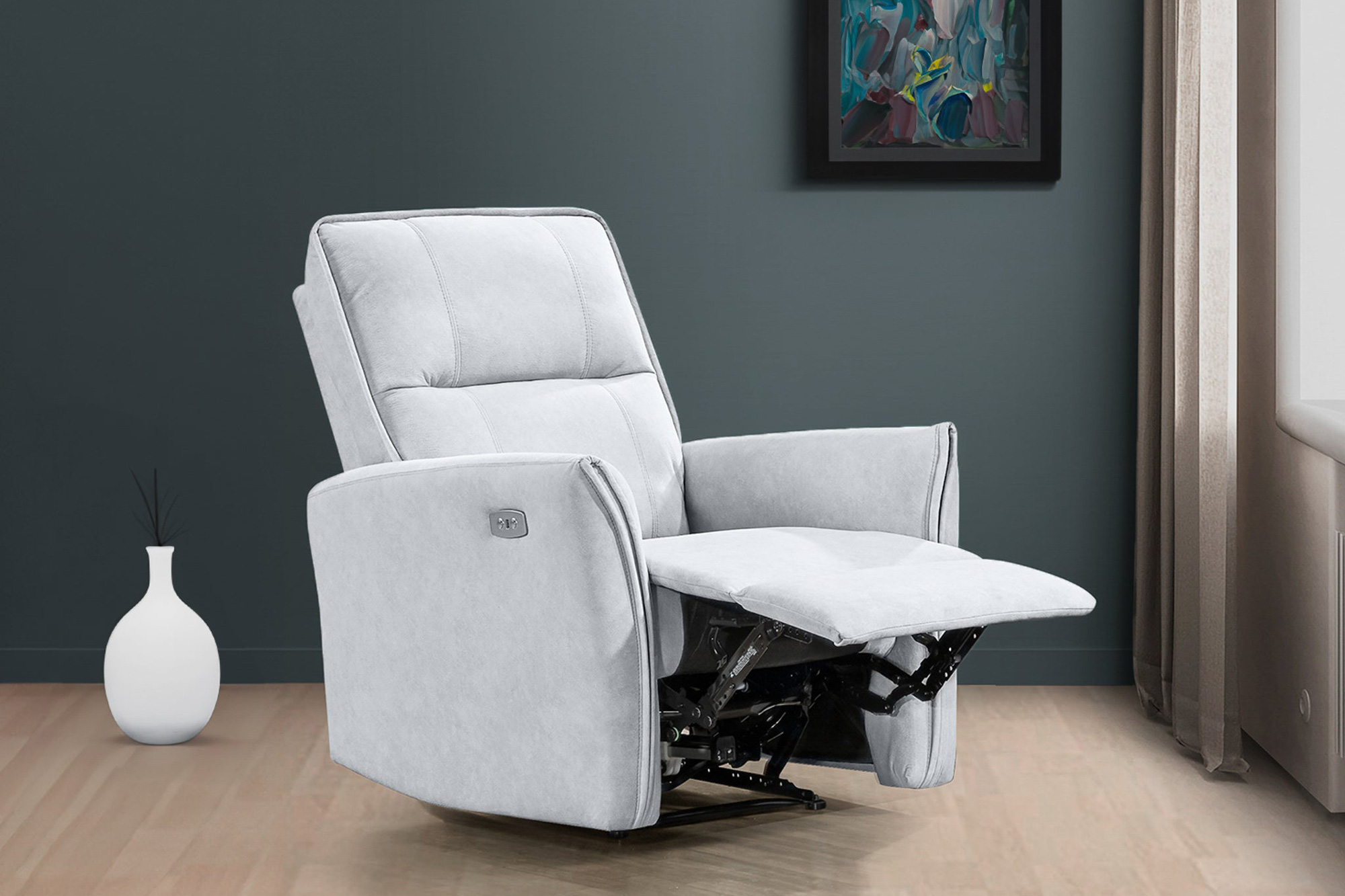 Ashcroft™ Asheville Suede Recliner Chair - Gray