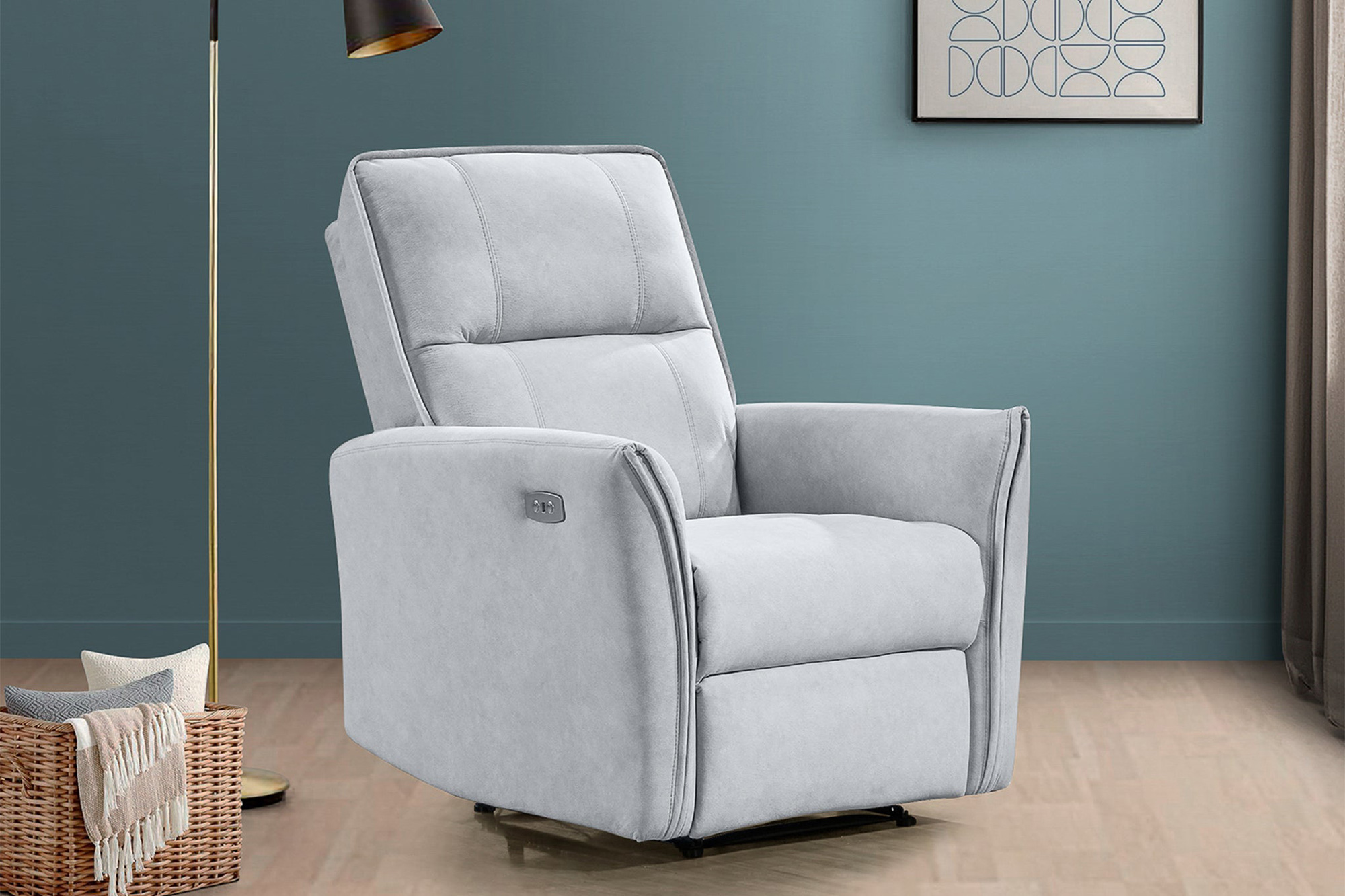 Ashcroft™ Asheville Suede Recliner Chair - Gray