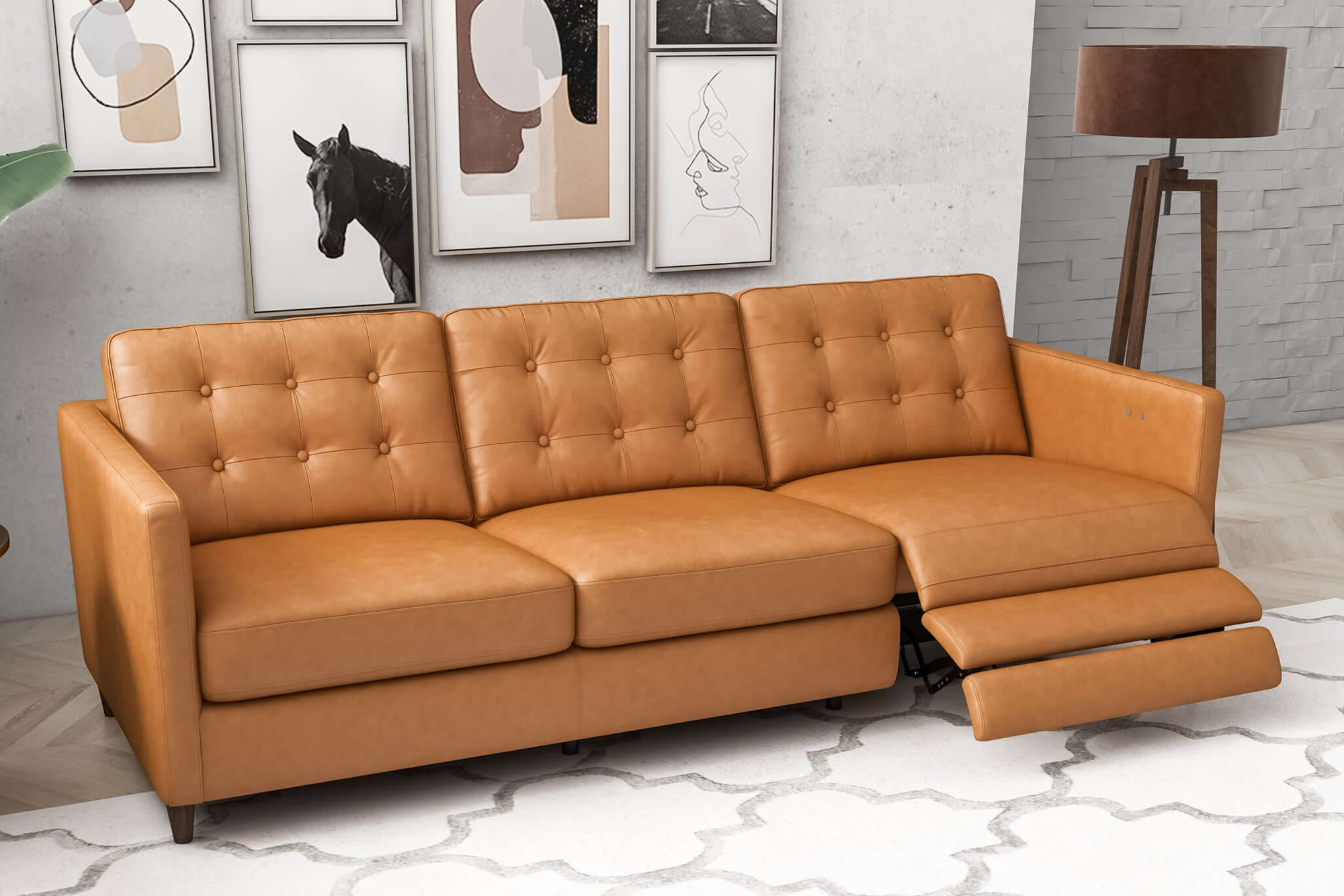 Ashcroft - Christopher Leather Electric Reclining Sofa