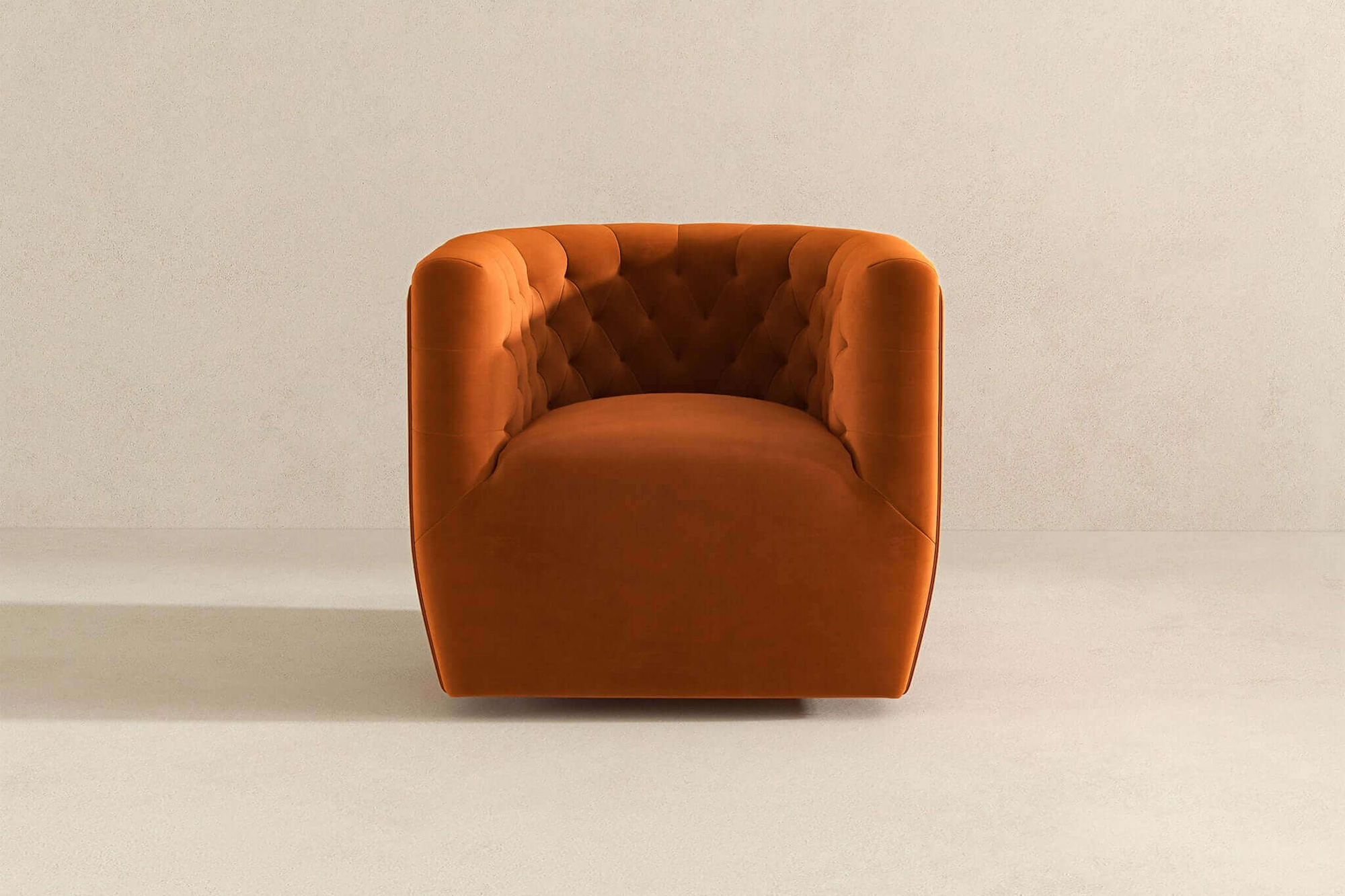 Ashcroft™ Delaney Velvet Swivel Chair - Burnt Orange