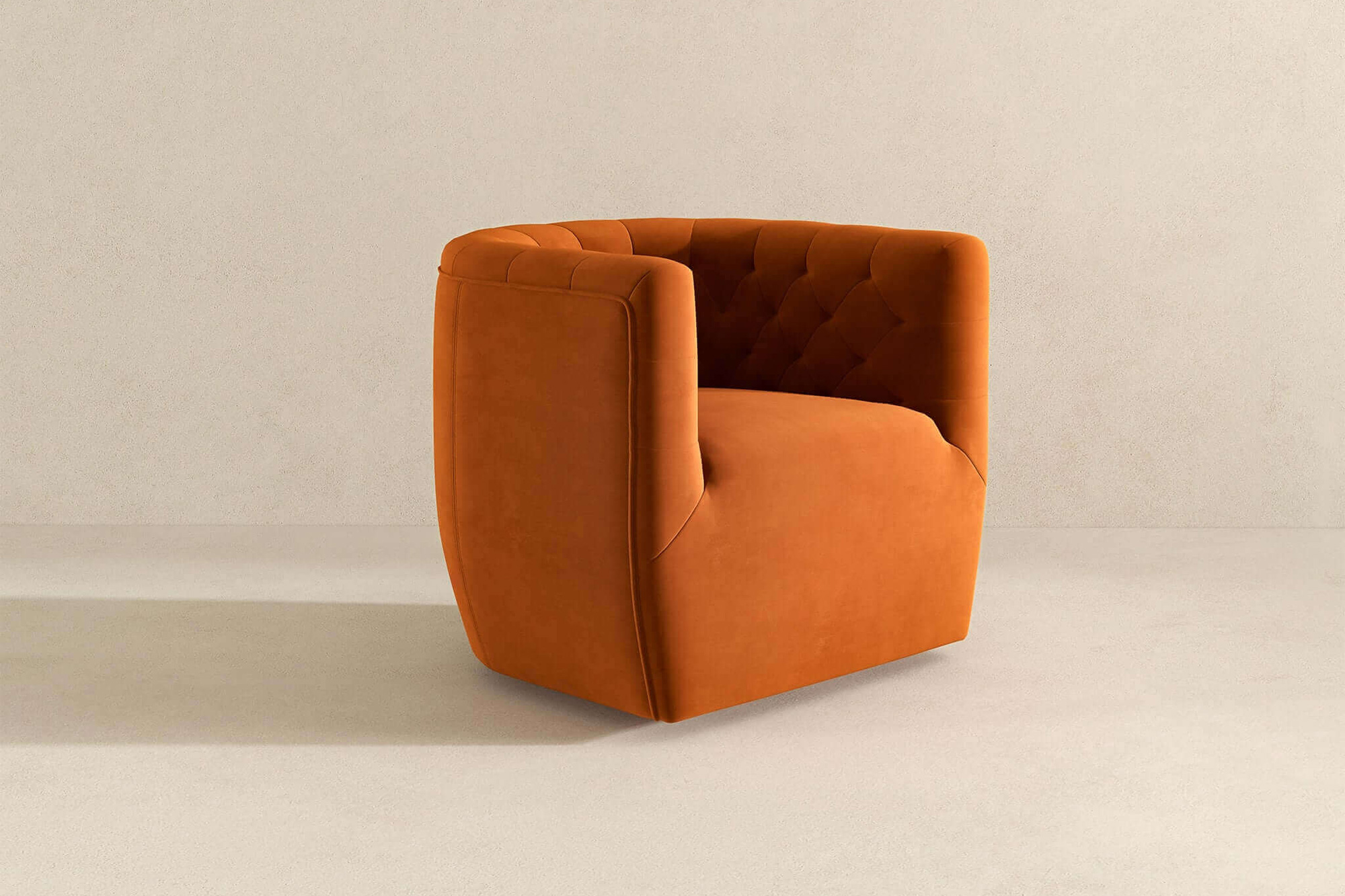 Ashcroft™ Delaney Velvet Swivel Chair - Burnt Orange