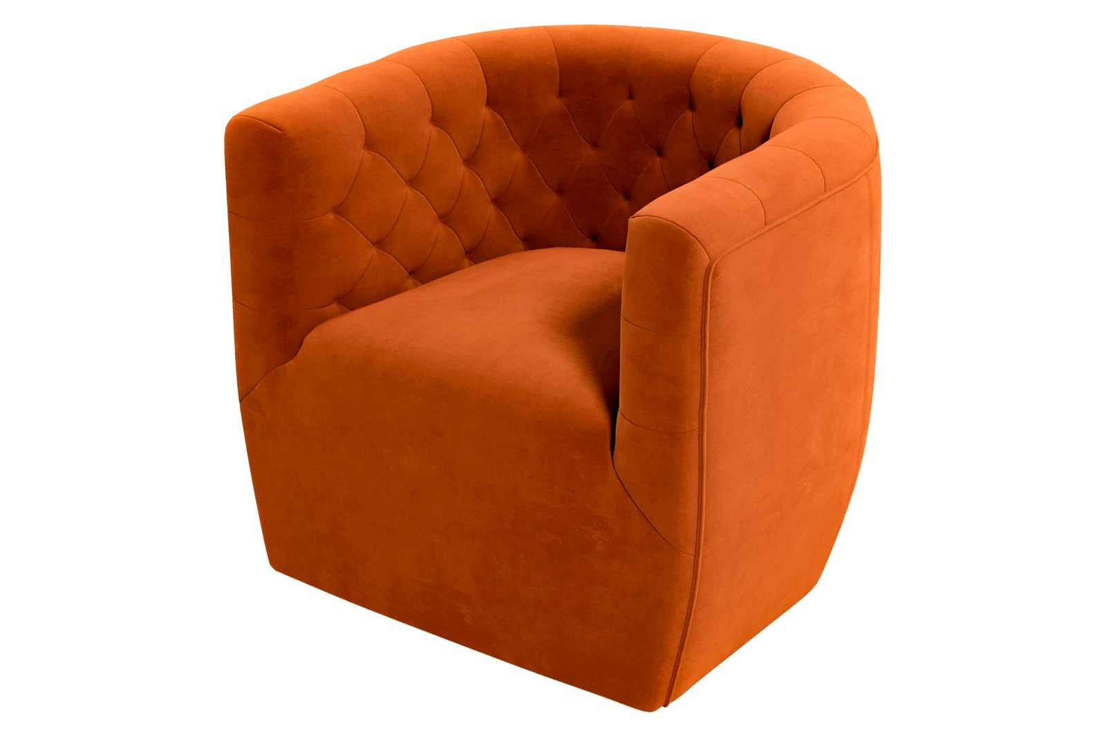 Ashcroft™ Delaney Velvet Swivel Chair - Burnt Orange