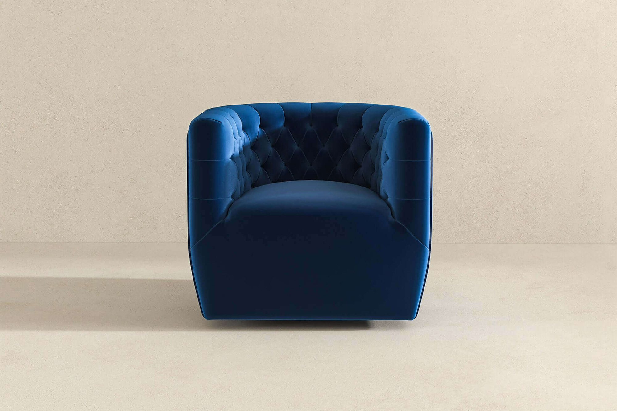 Ashcroft™ Delaney Velvet Swivel Chair - Dark Blue