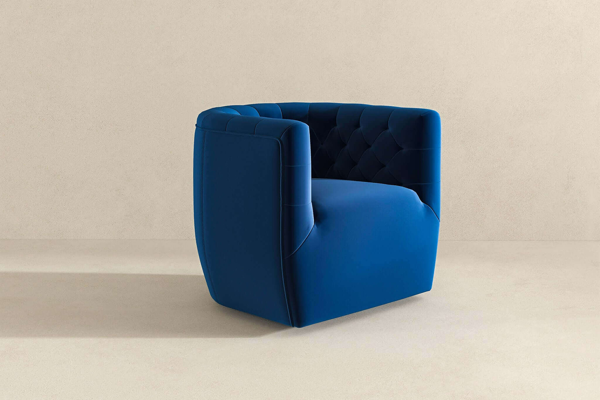 Ashcroft™ Delaney Velvet Swivel Chair - Dark Blue