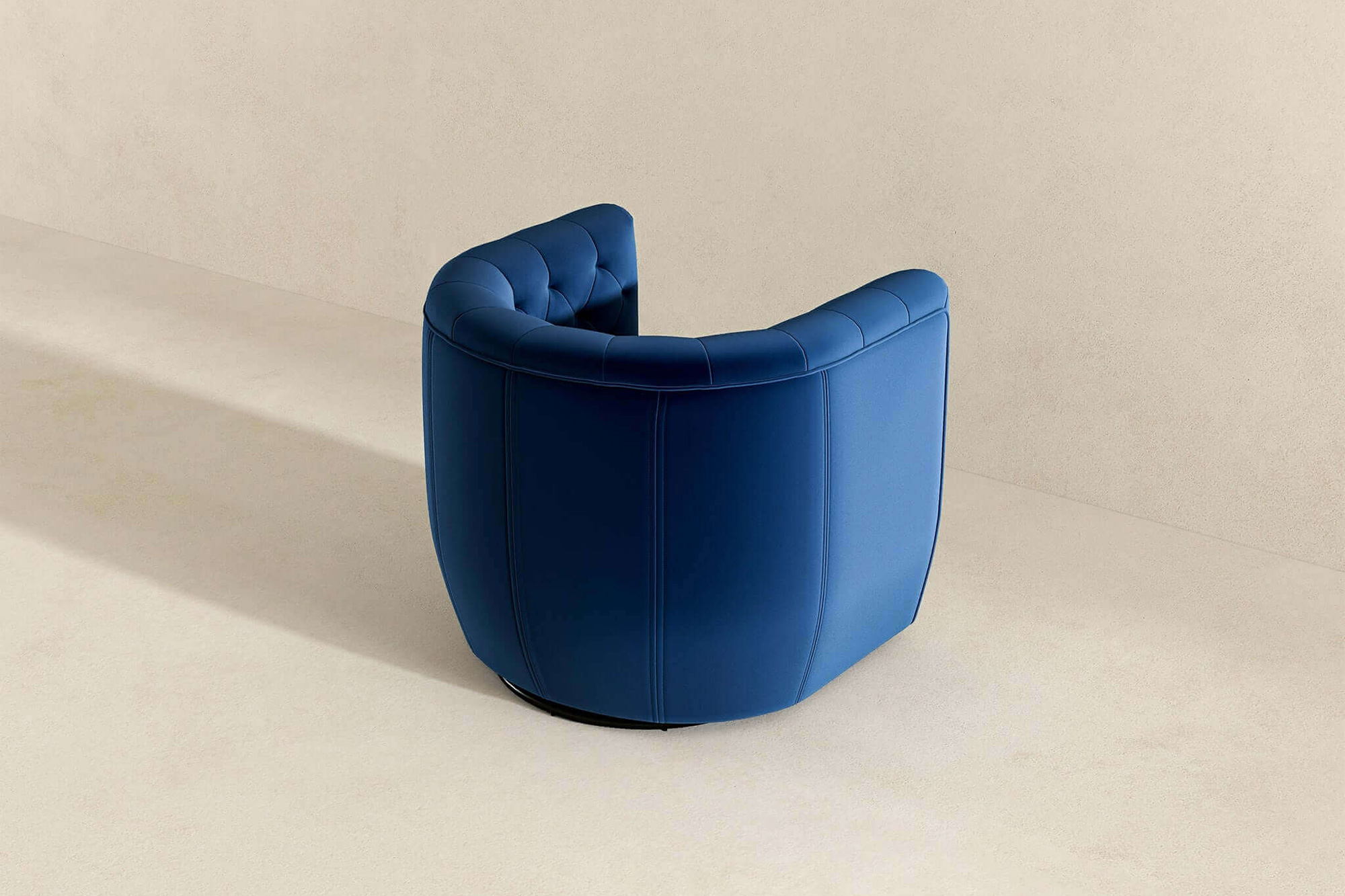 Ashcroft™ Delaney Velvet Swivel Chair - Dark Blue