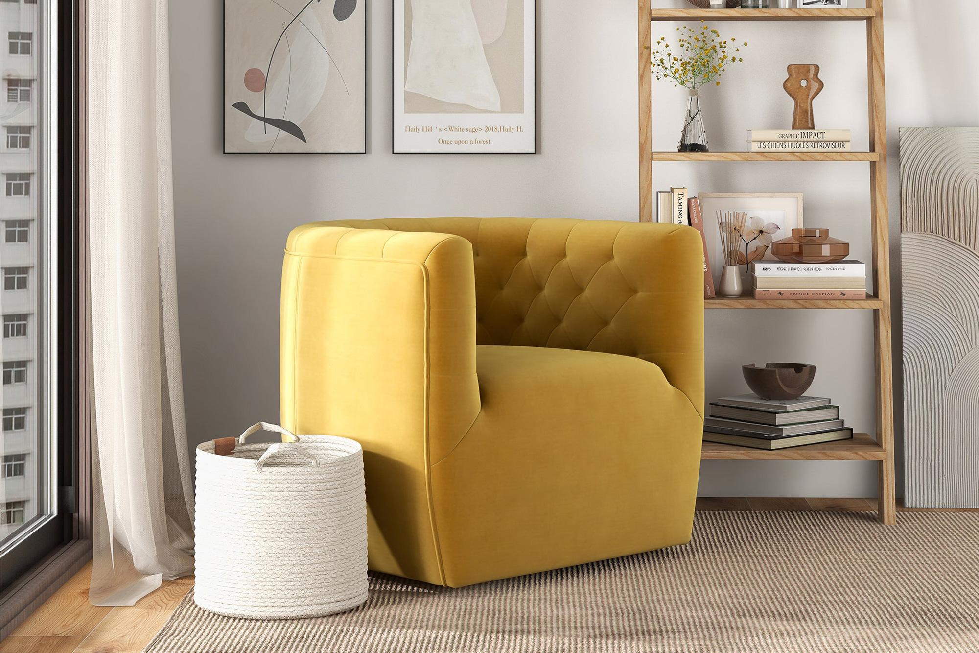 Ashcroft™ Delaney Velvet Swivel Chair - Gold