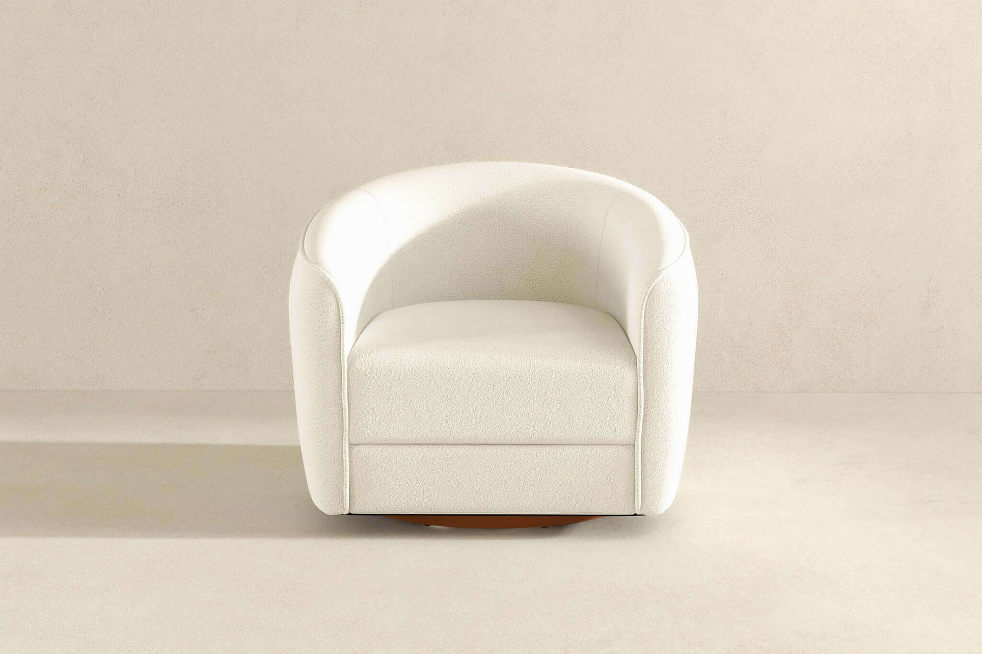 Ashcroft Elise Mid-Century Modern Boucle Swivel Chair - Beige