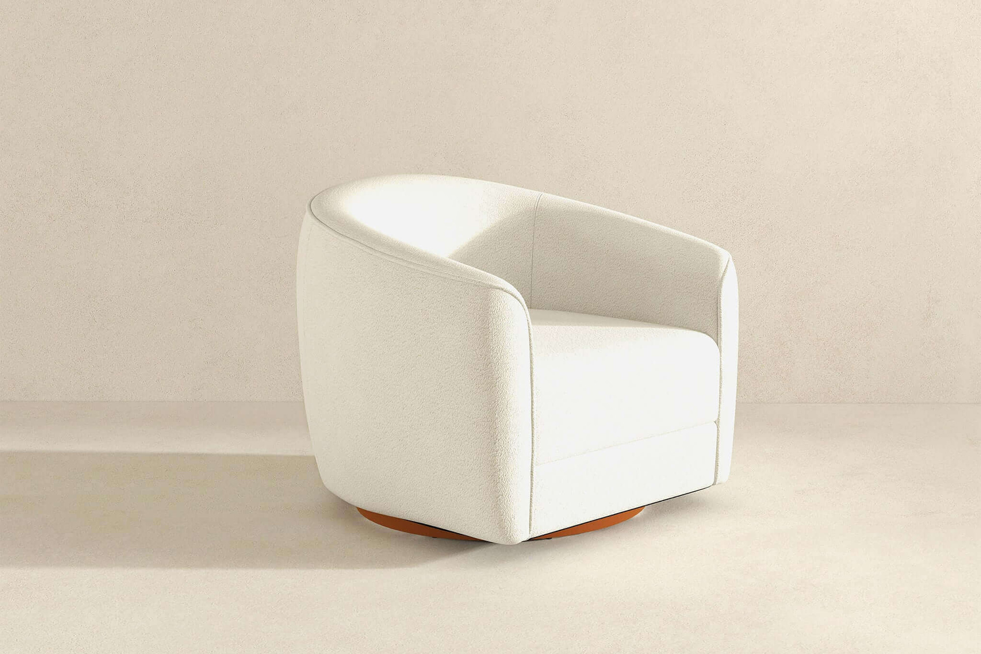 Ashcroft Elise Mid-Century Modern Boucle Swivel Chair - Beige