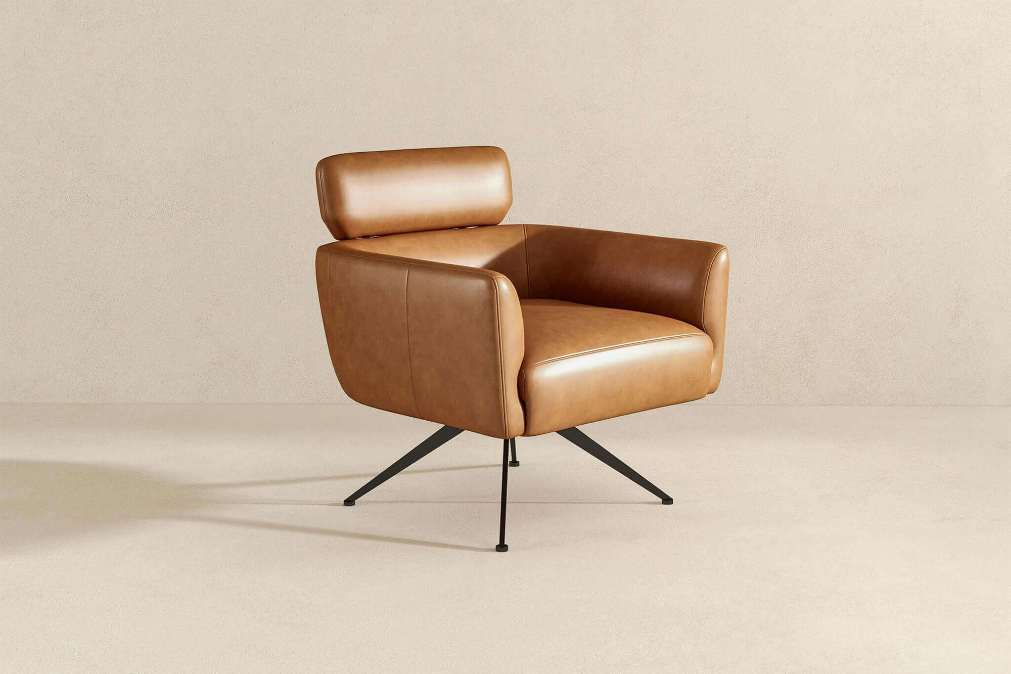 Ashcroft Camila Leather Lounge Chair - Tan