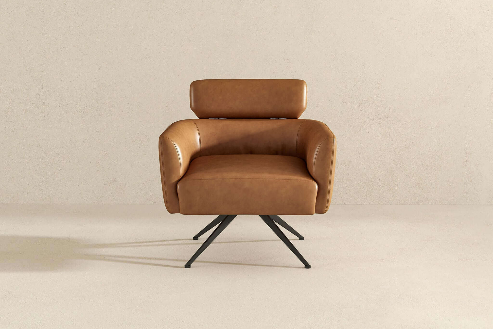 Ashcroft Camila Leather Lounge Chair - Tan