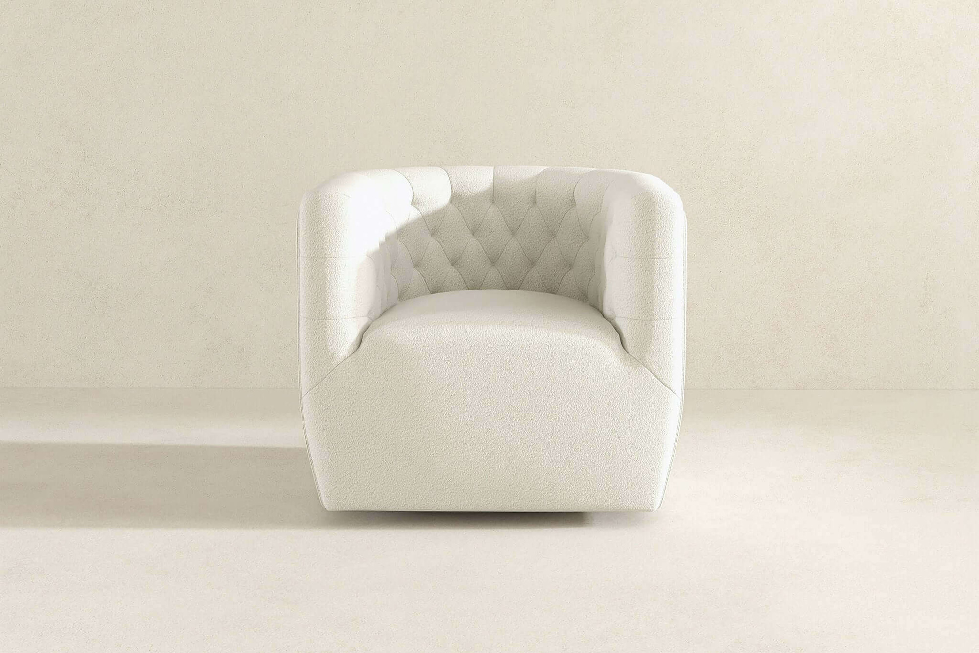 Ashcroft™ Delaney Boucle Swivel Chair - Cream