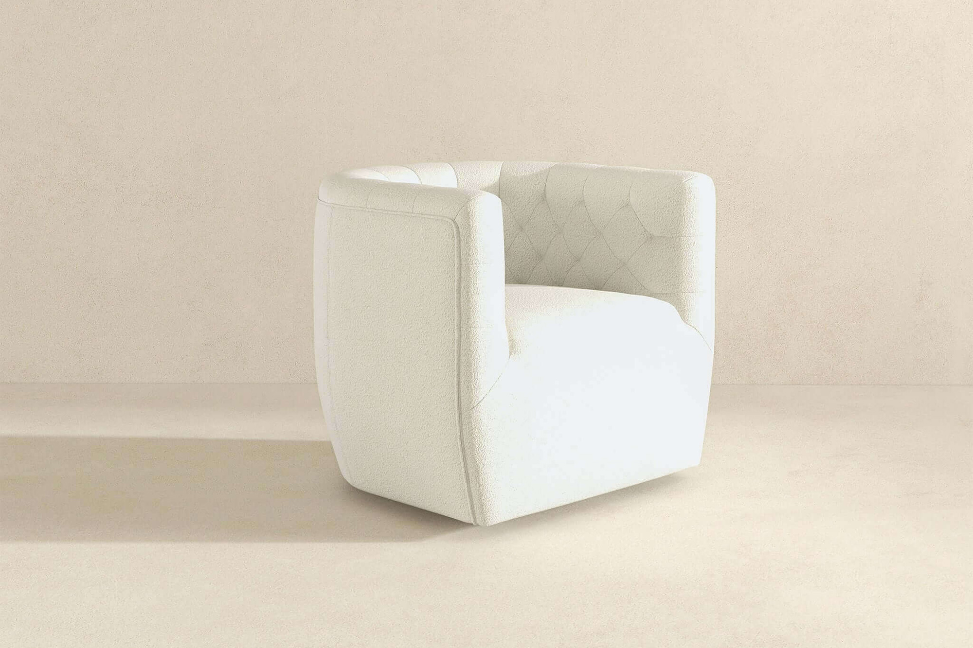 Ashcroft™ Delaney Boucle Swivel Chair - Cream