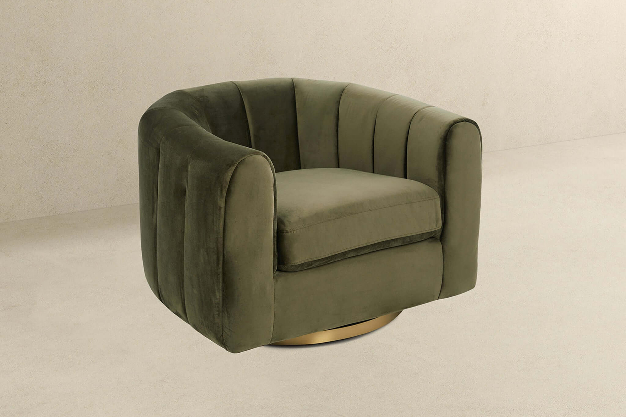 Ashcroft™ Cosey Velvet Swivel Chair - Green