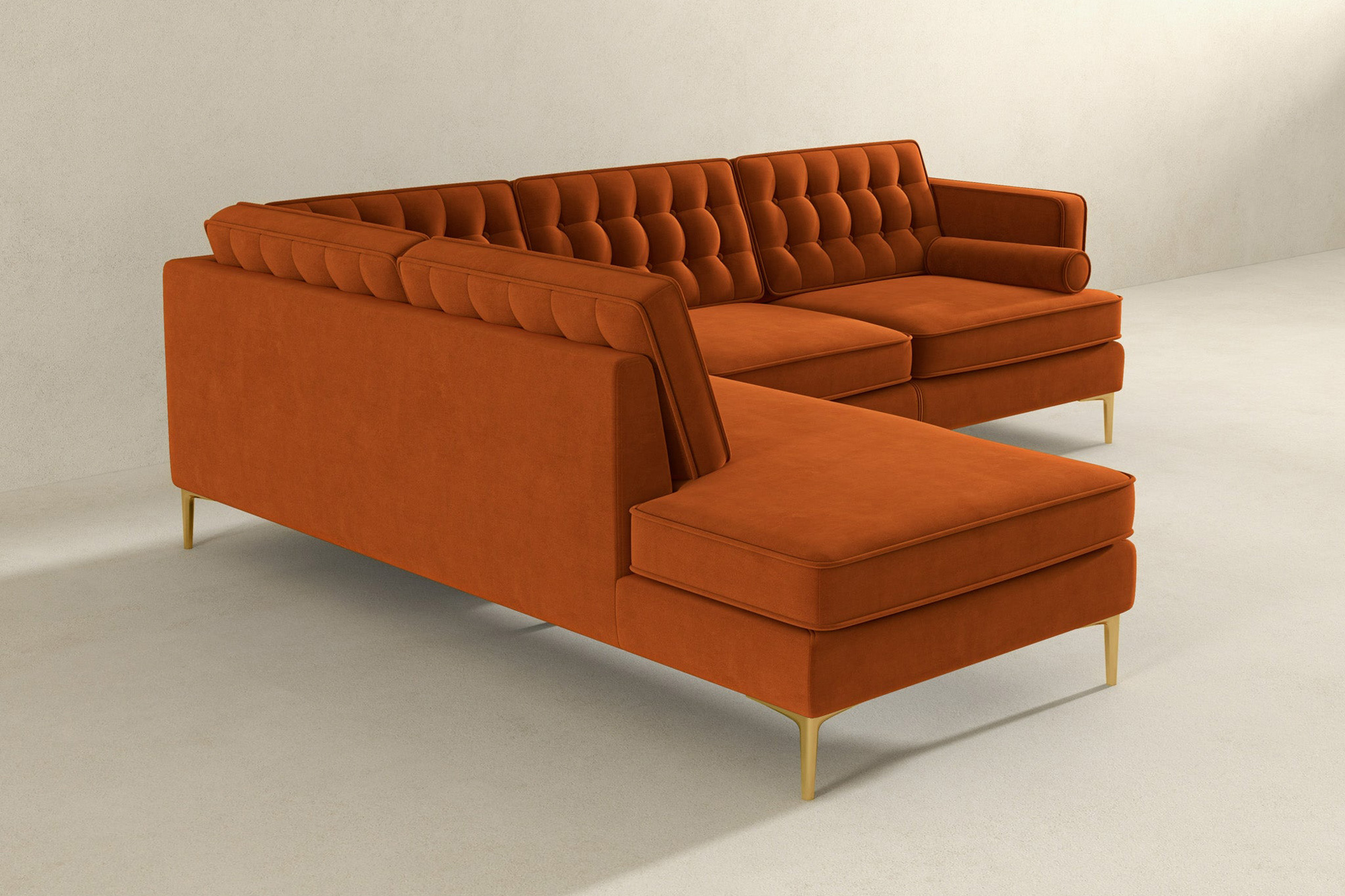 Ashcroft Brooke Sectional Sofa Left Facing - Orange