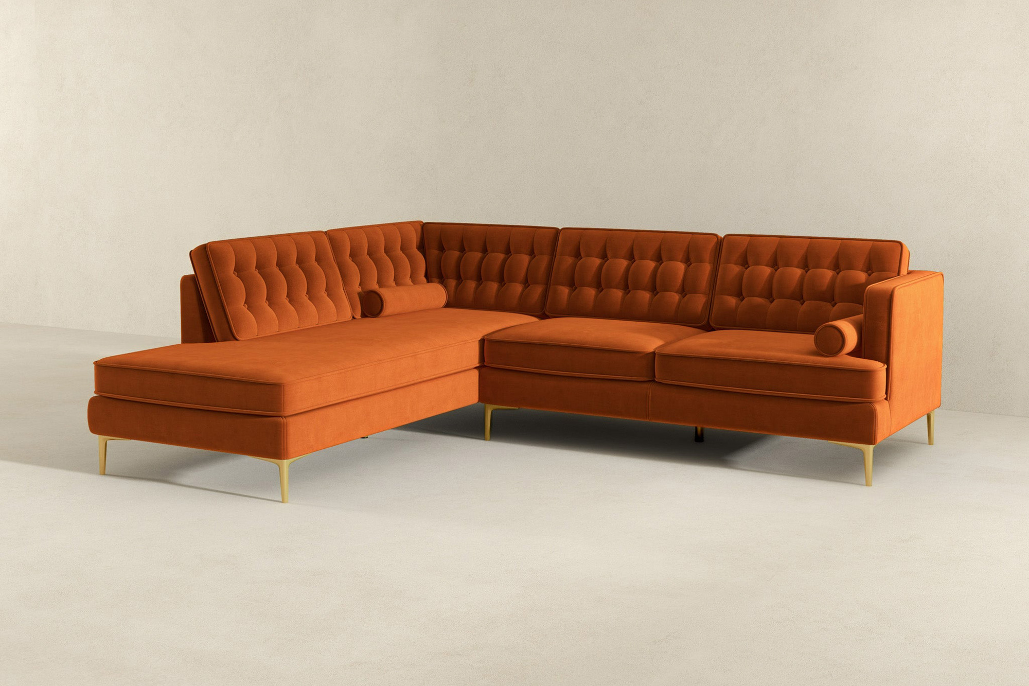 Ashcroft Brooke Sectional Sofa Left Facing - Orange