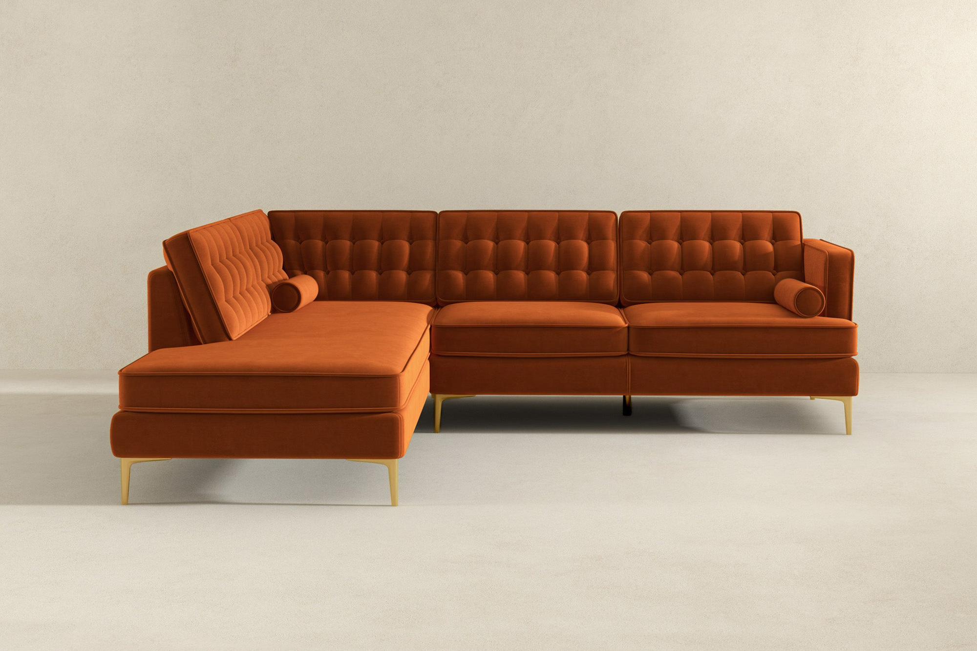 Ashcroft Brooke Sectional Sofa Left Facing - Orange