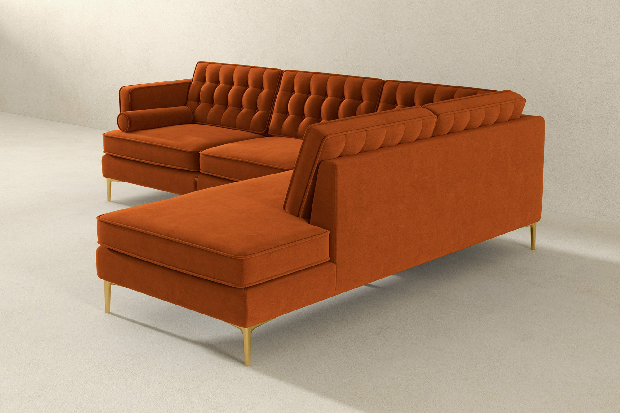 Ashcroft Brooke Sectional Sofa Right Facing - Orange