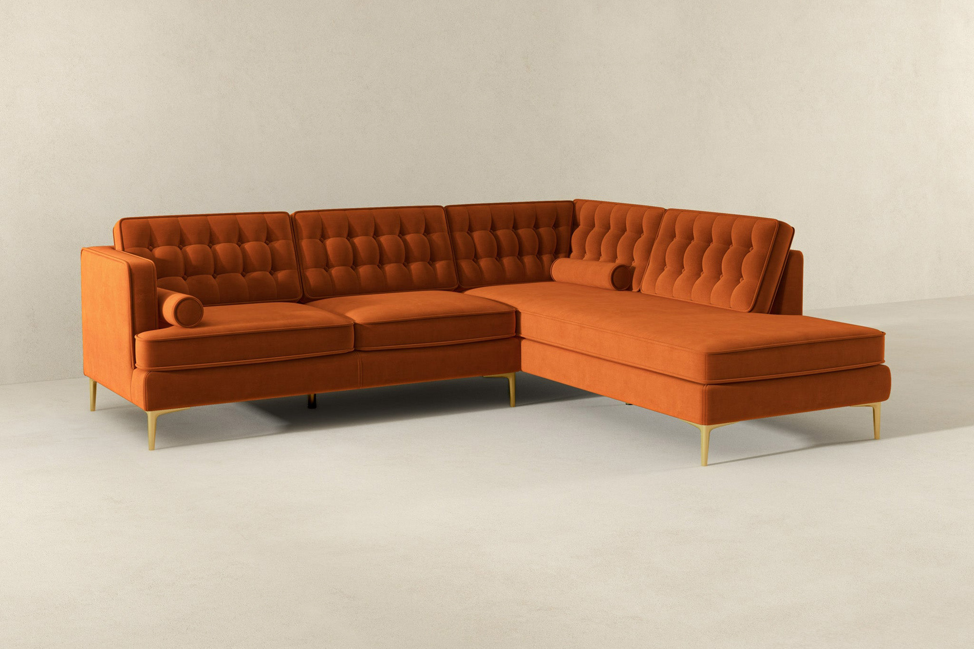 Ashcroft Brooke Sectional Sofa Right Facing - Orange