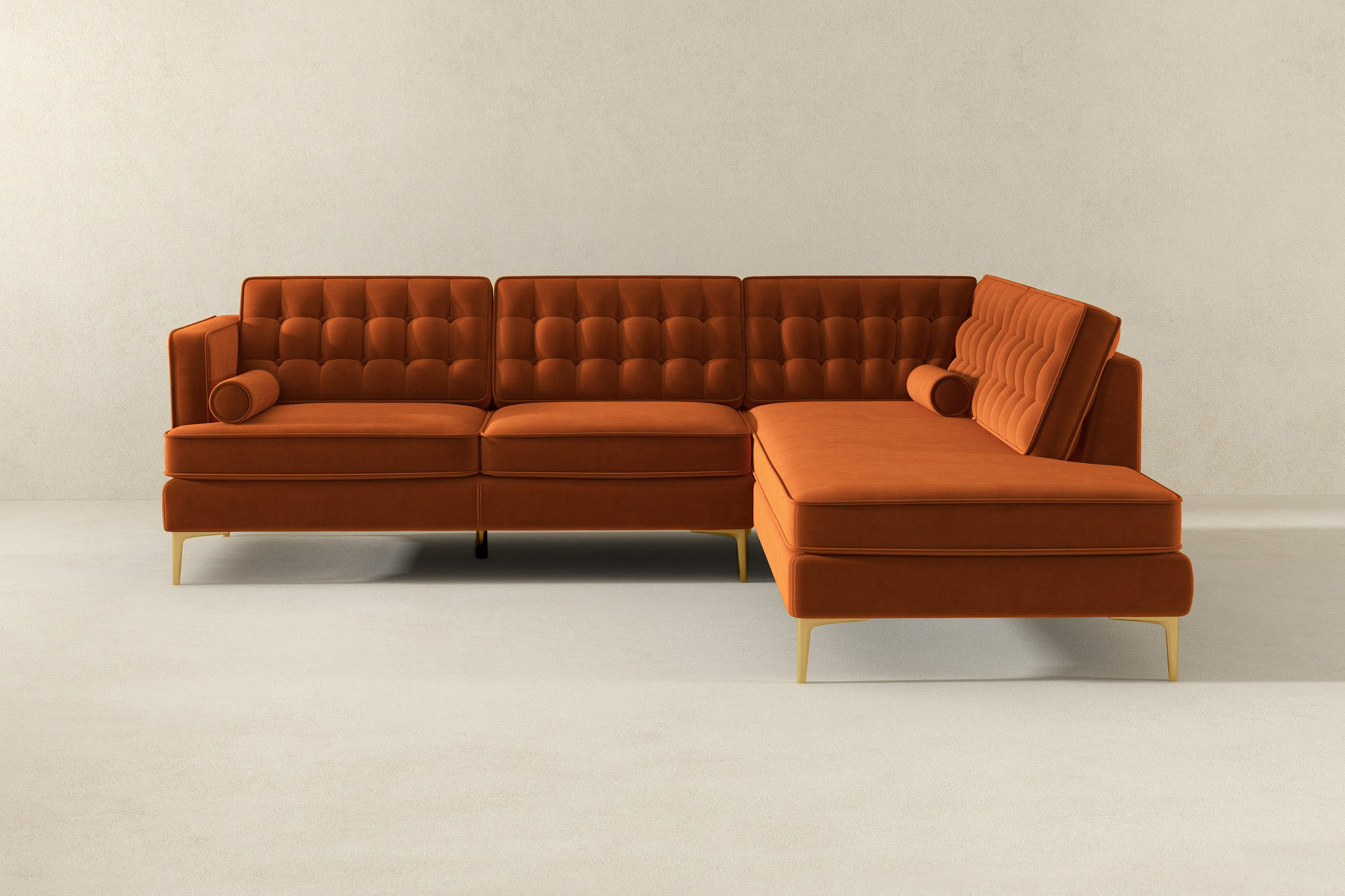 Ashcroft Brooke Sectional Sofa Right Facing - Orange