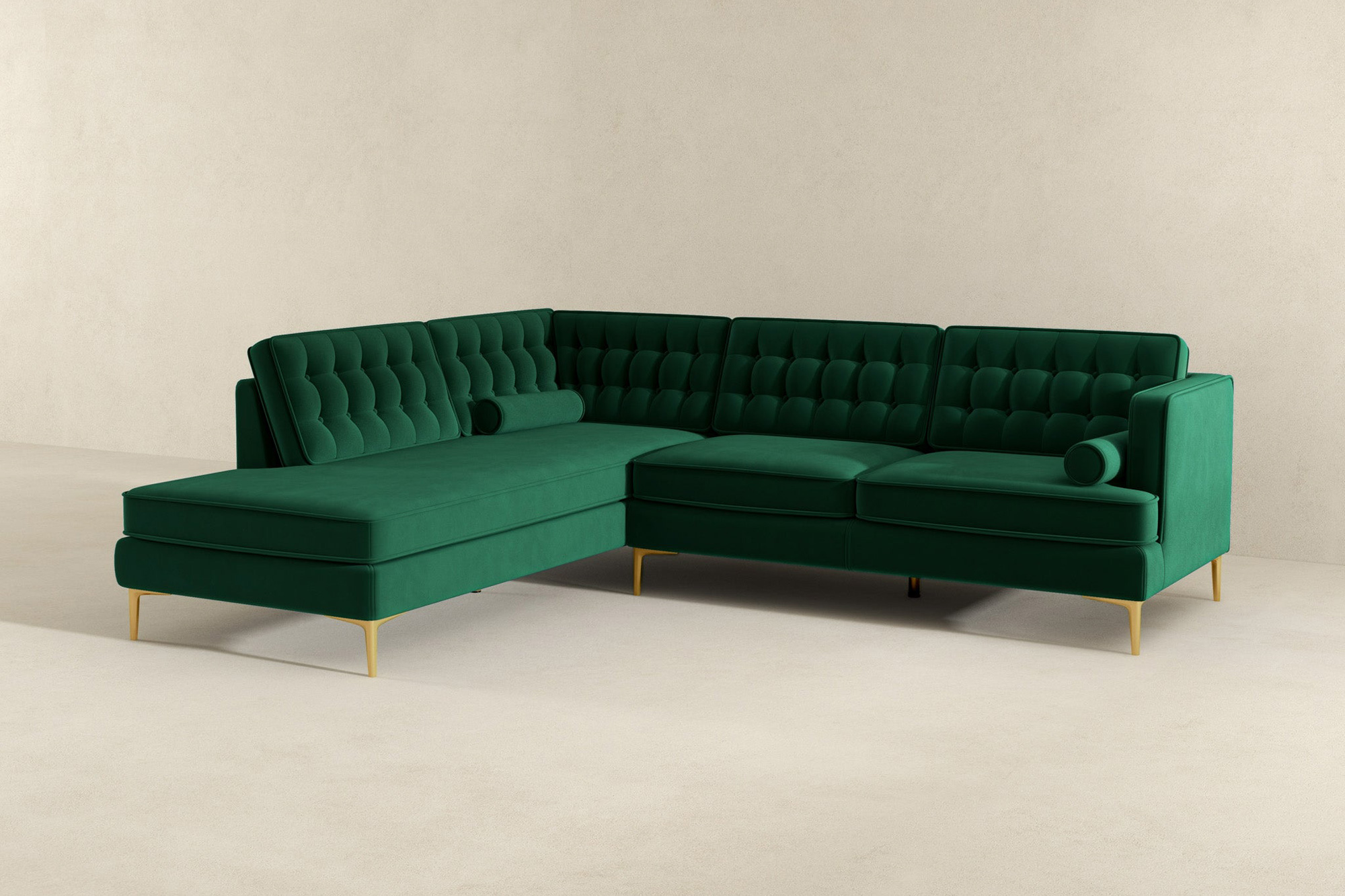 Ashcroft Brooke Sectional Sofa Left Facing - Green