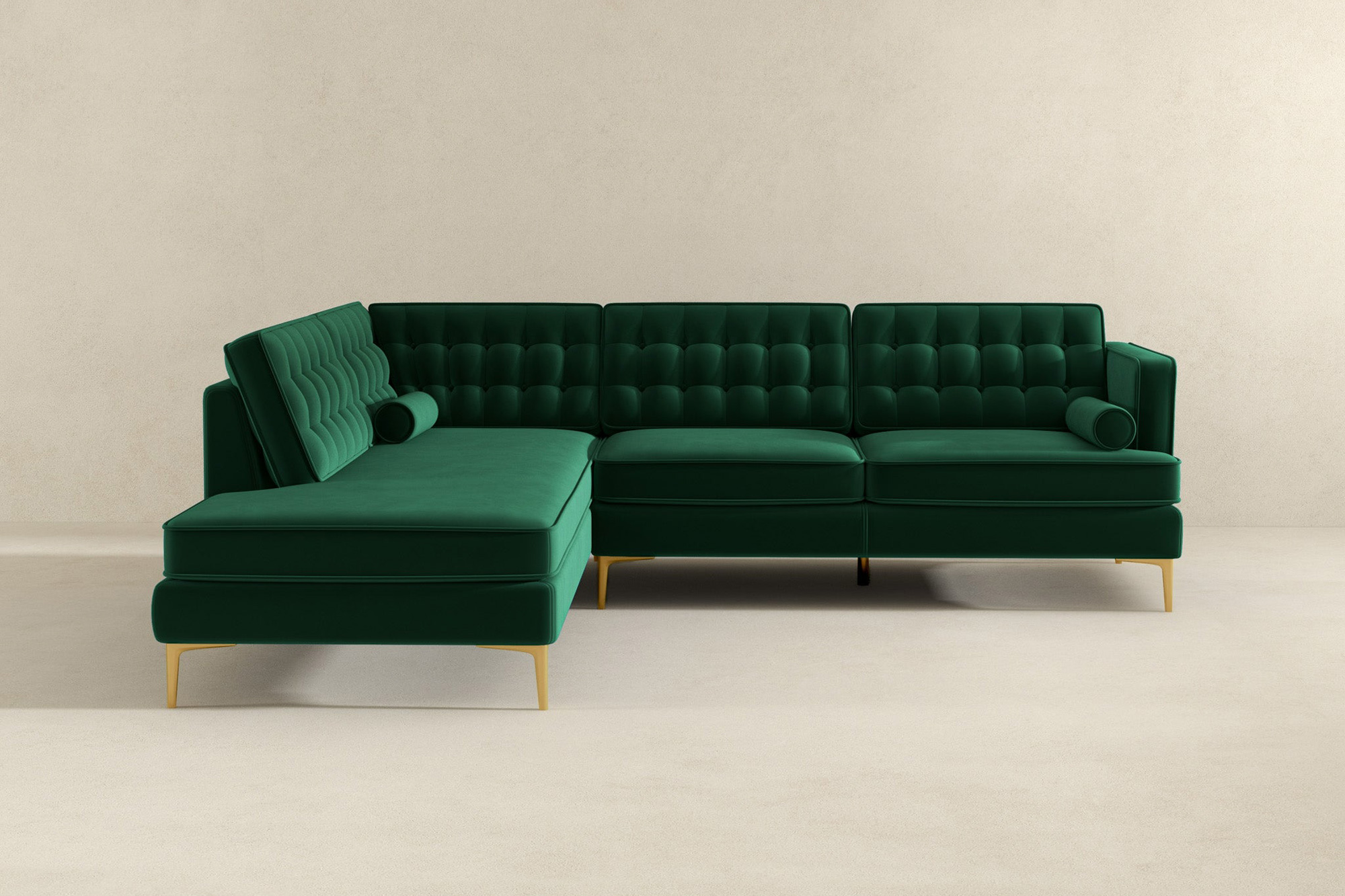 Ashcroft Brooke Sectional Sofa Left Facing - Green