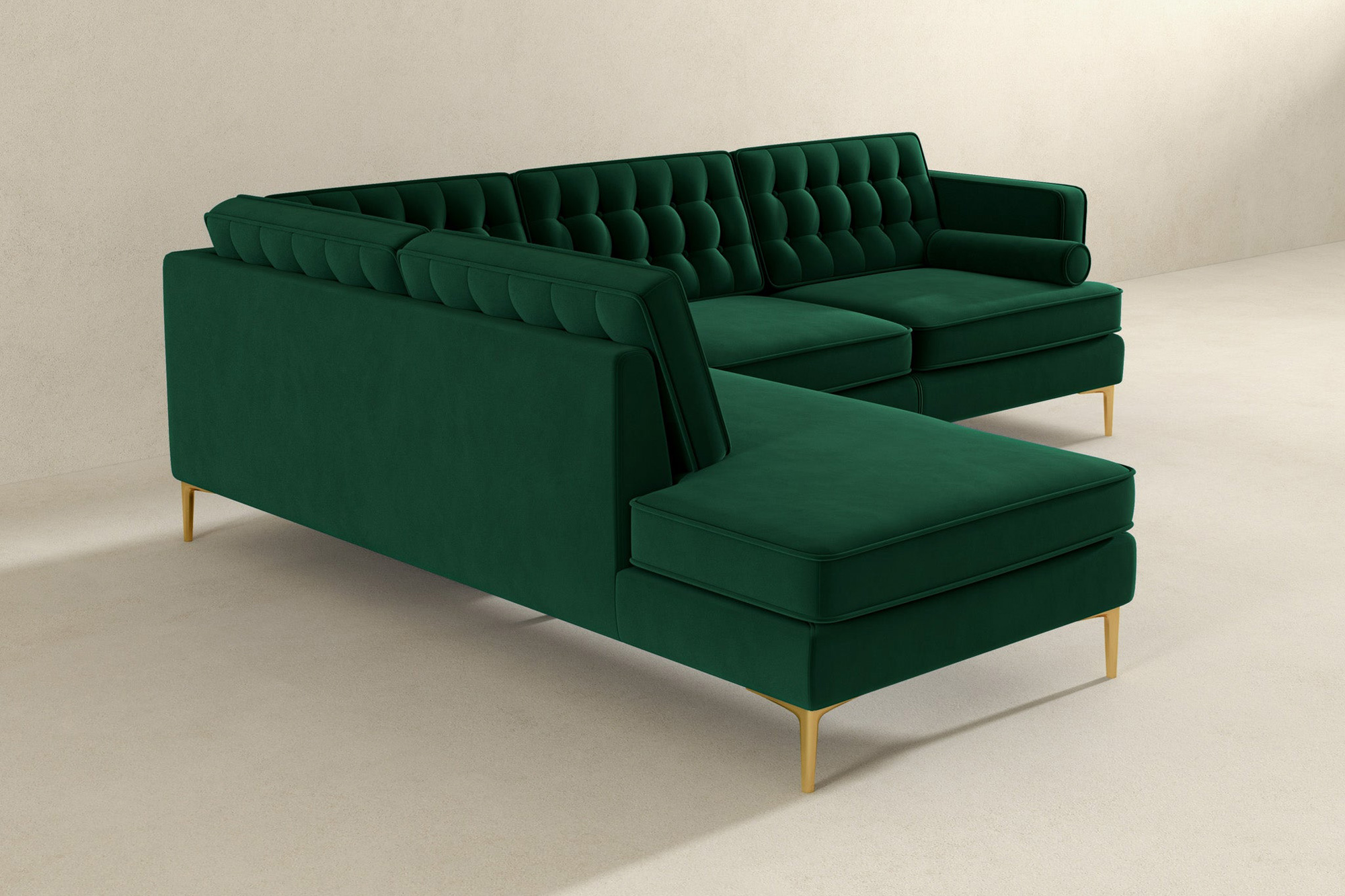 Ashcroft Brooke Sectional Sofa Left Facing - Green