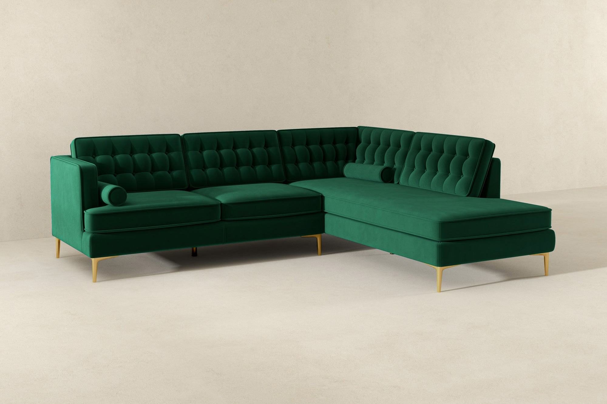 Ashcroft Brooke Sectional Sofa Right Facing - Green