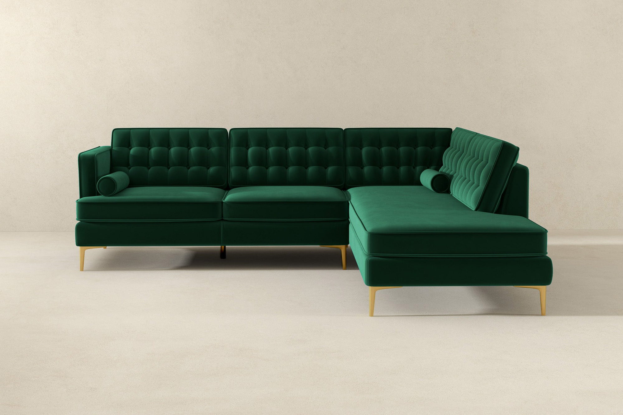 Ashcroft Brooke Sectional Sofa Right Facing - Green