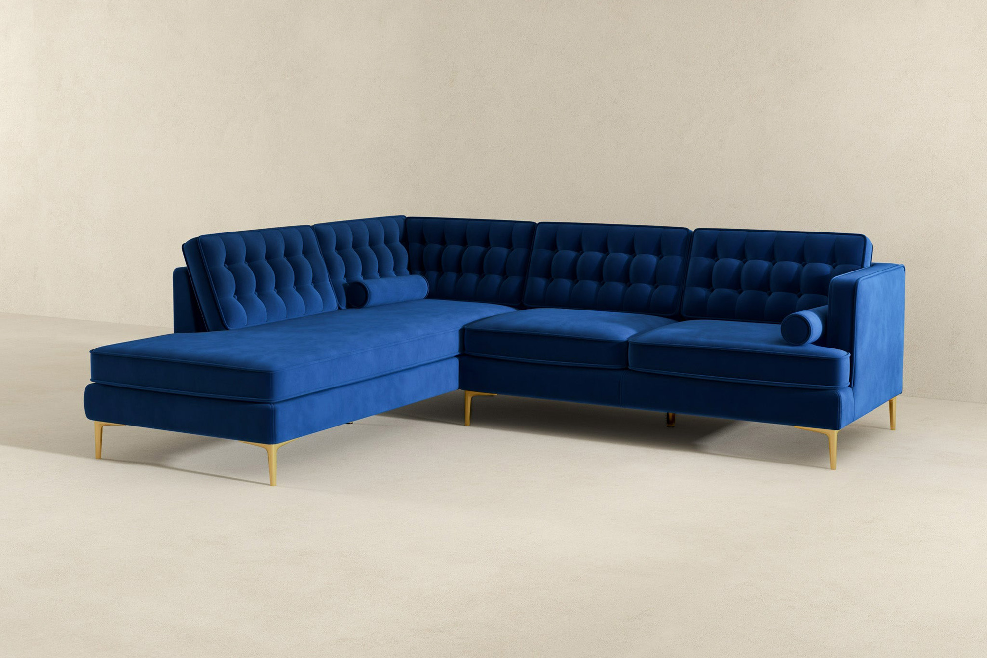 Ashcroft Brooke Sectional Sofa Left Facing - Blue