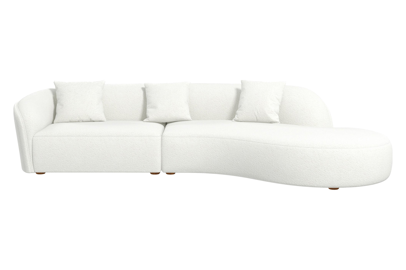 Ashcroft Elijah Japandi Style 126" Curvy Sectional Sofa - Ivory