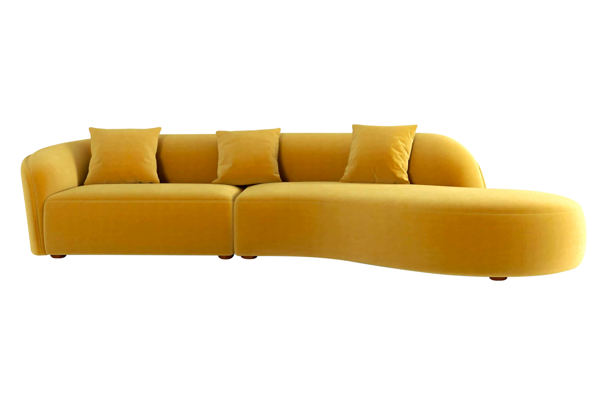 Ashcroft Elijah Japandi Style 126" Curvy Sectional Sofa - Yellow