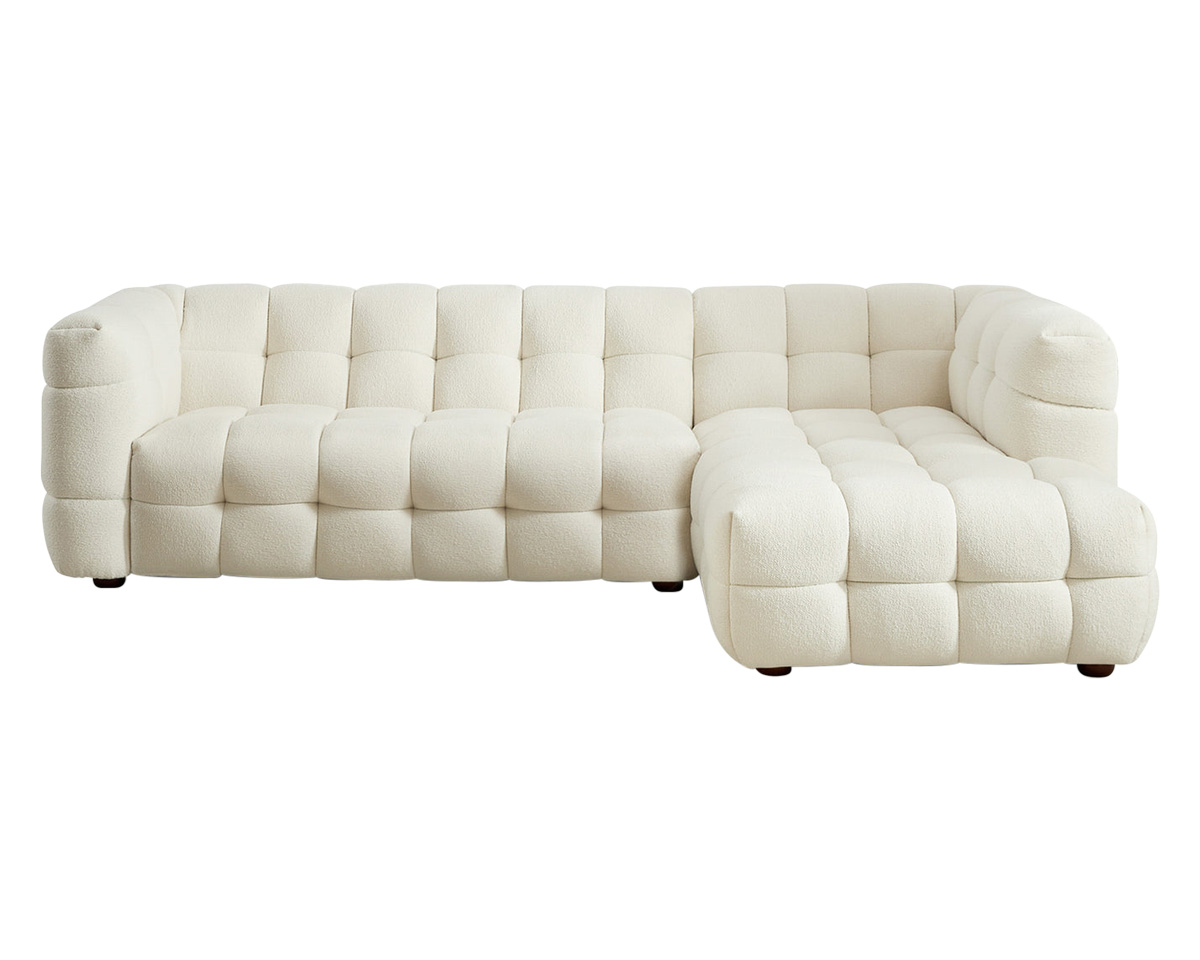 Ashcroft Morrison Boucle Right Facing Sectional Sofa - Cream