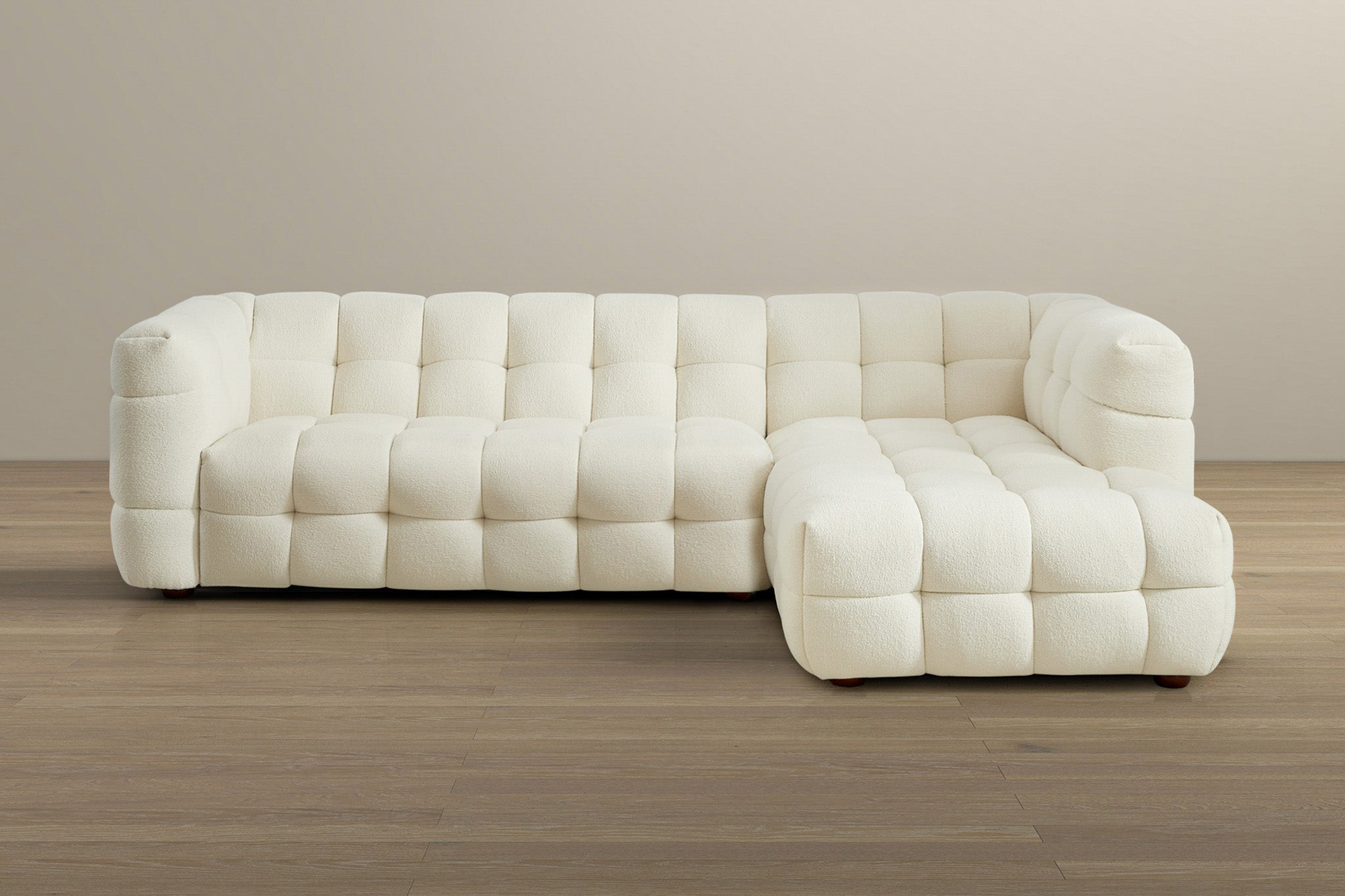 Ashcroft Morrison Boucle Right Facing Sectional Sofa - Cream