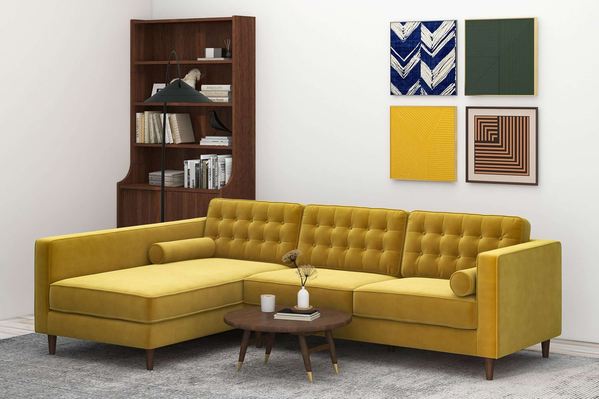 Ashcroft - Christian Velvet Sectional Sofa