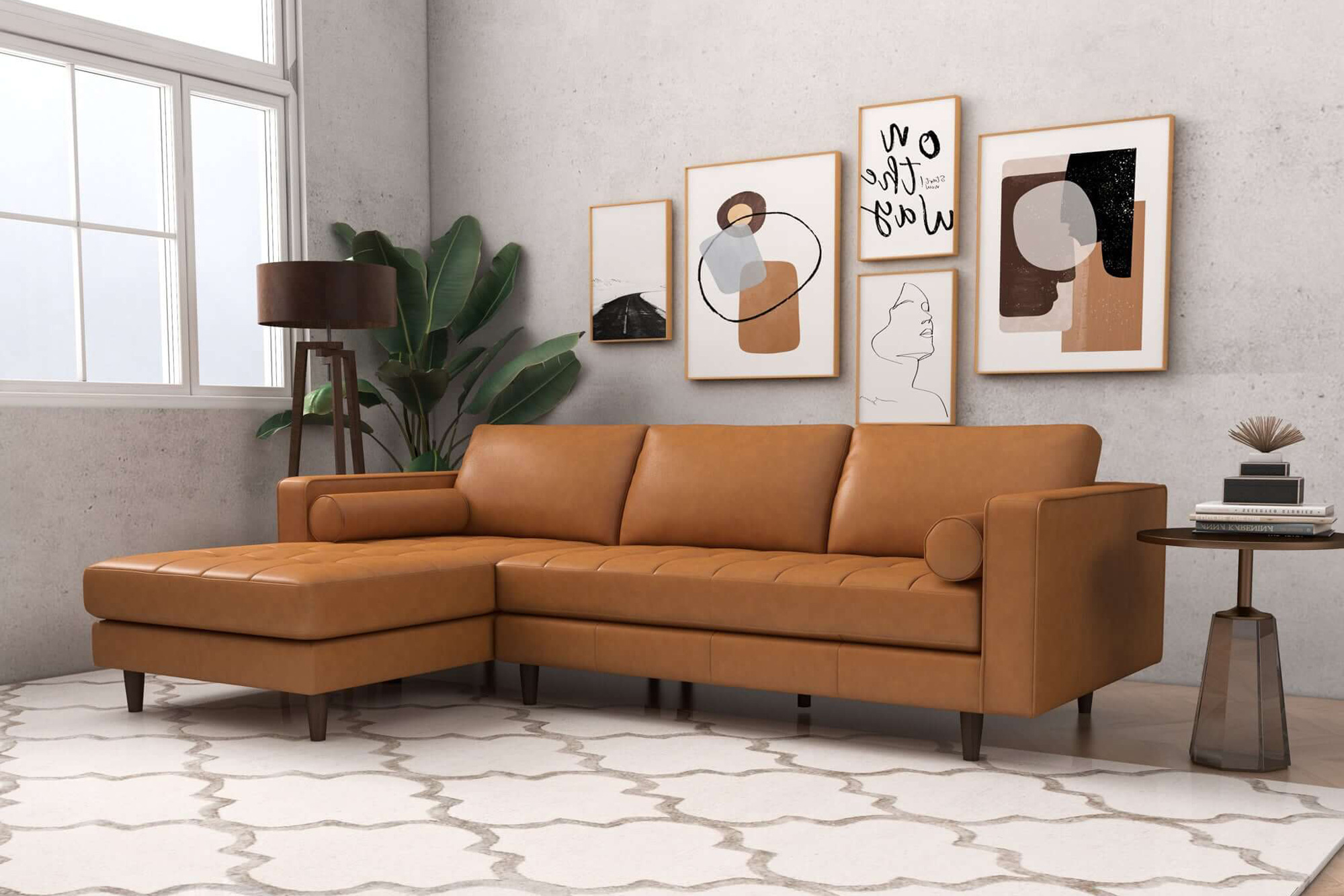 Ashcroft Anthony Corner Sectional Sofa Left Facing - Tan