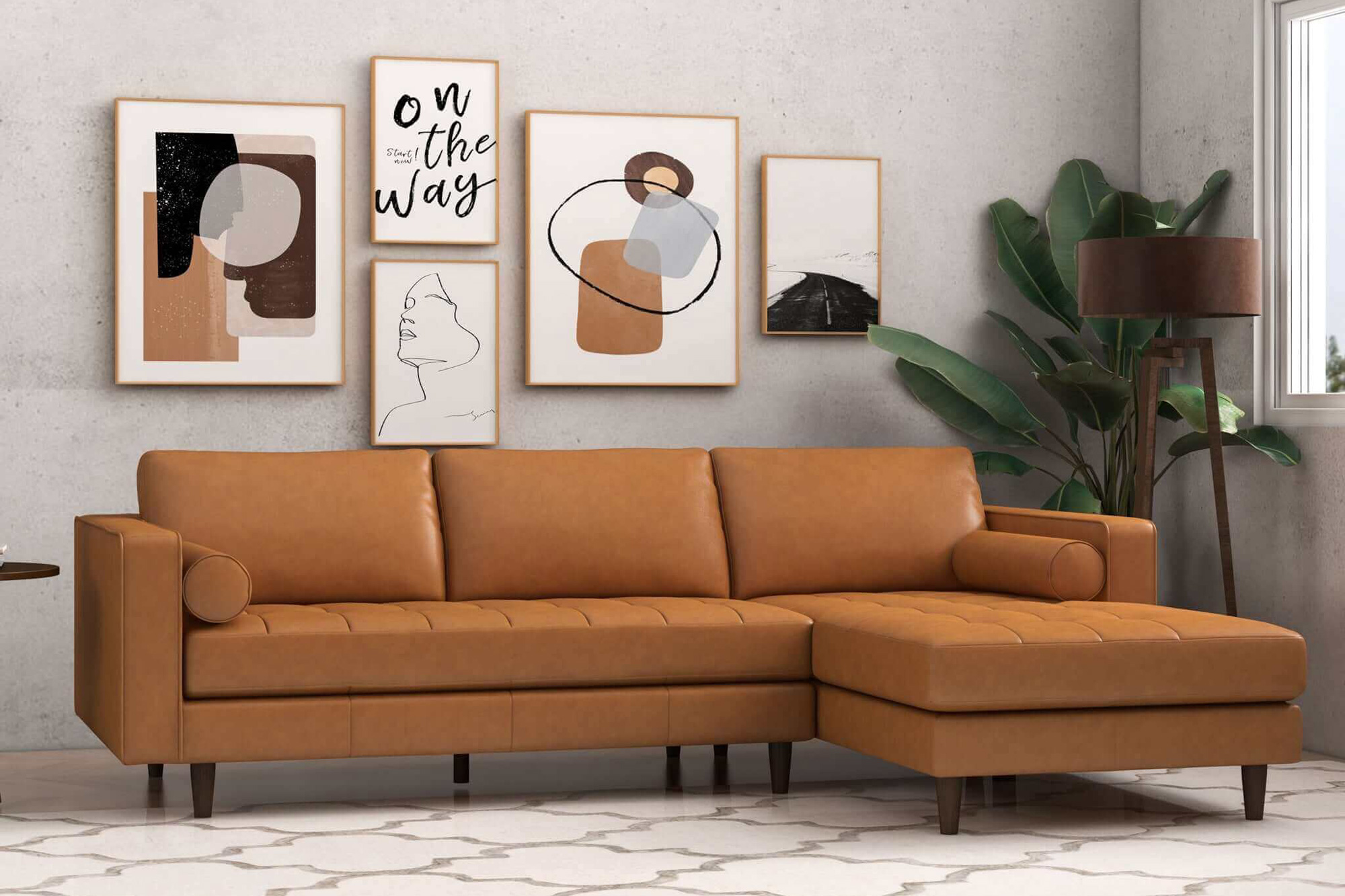 Ashcroft Anthony Corner Sectional Sofa Righ Facing - Tan