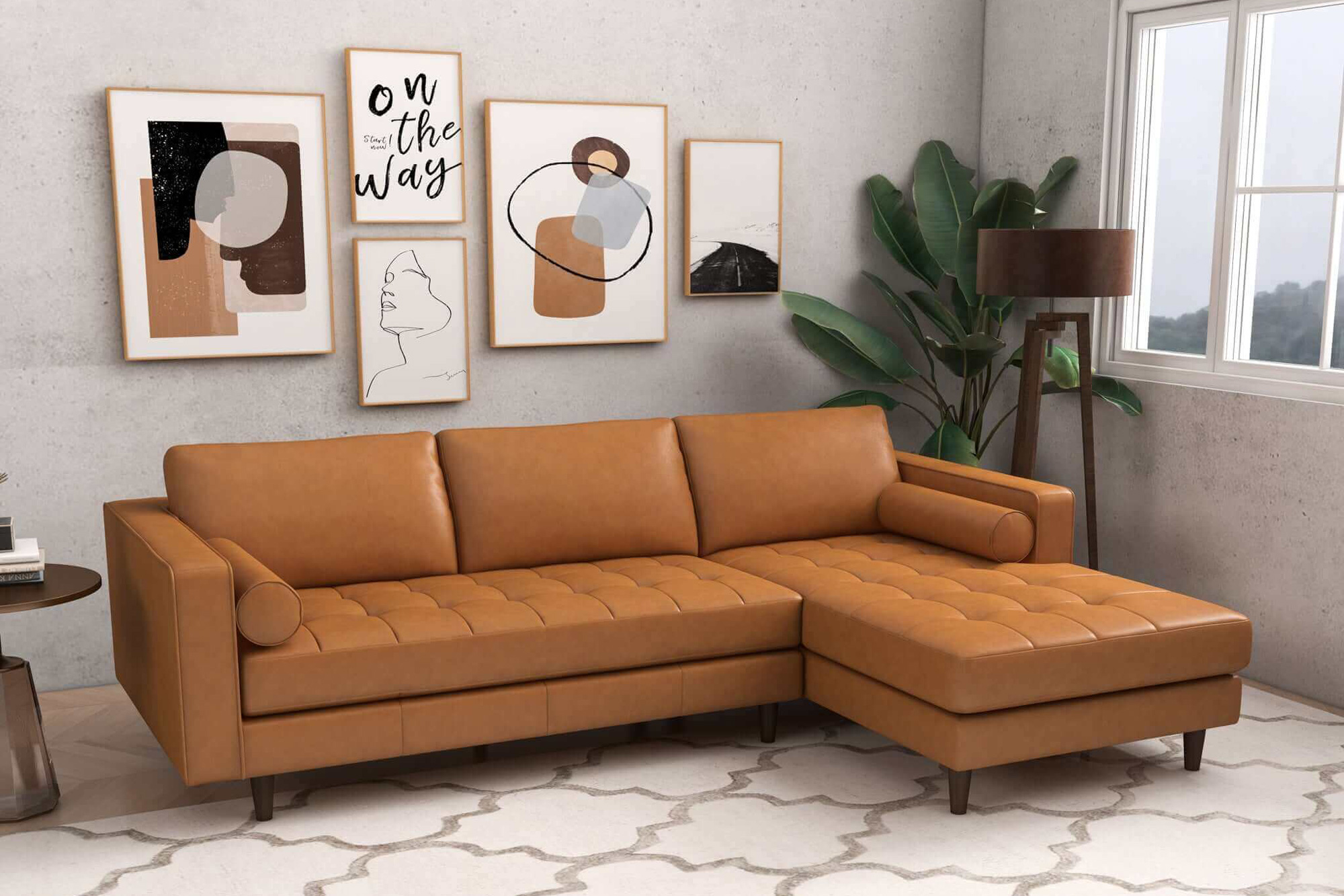 Ashcroft Anthony Corner Sectional Sofa Righ Facing - Tan