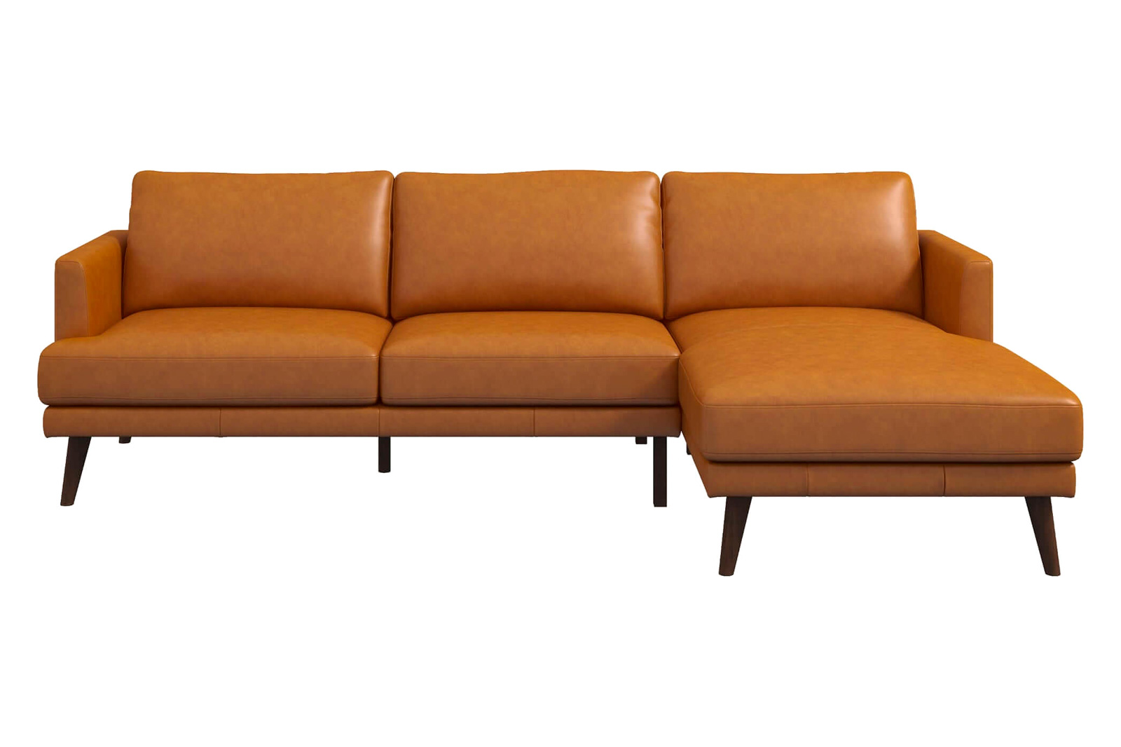 Ashcroft Lore L-Shaped Genuine Leather Sectional - Tan, Right Facing