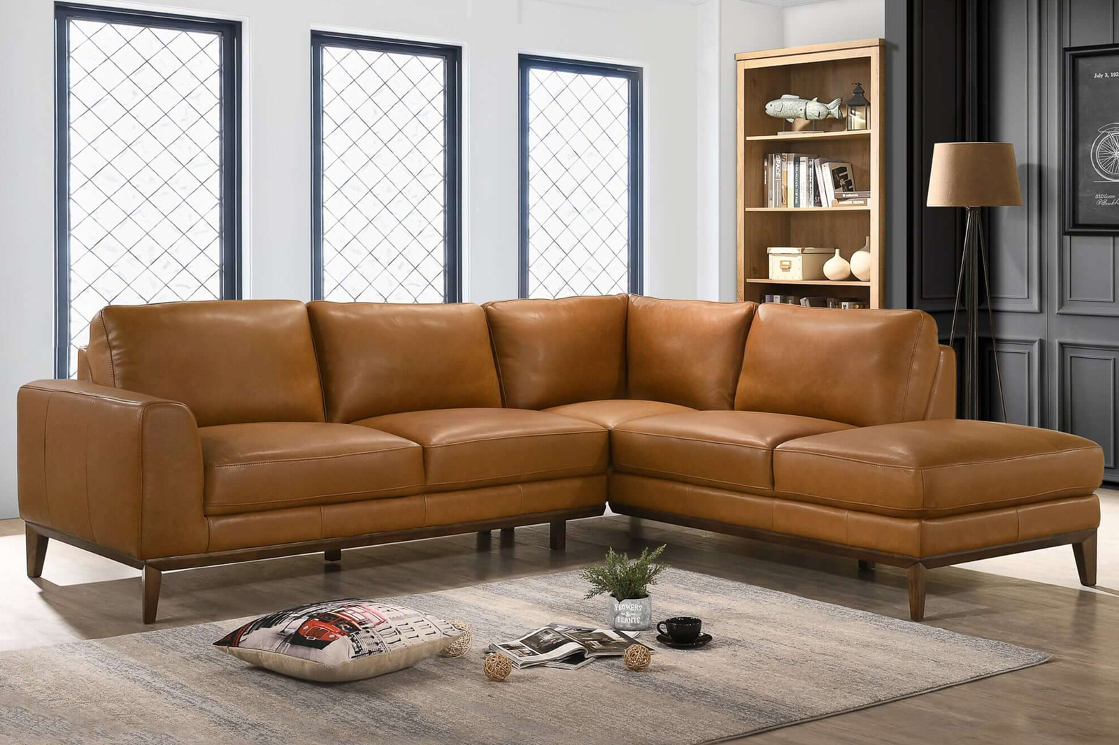 Ashcroft - London Leather Sectional Sofa