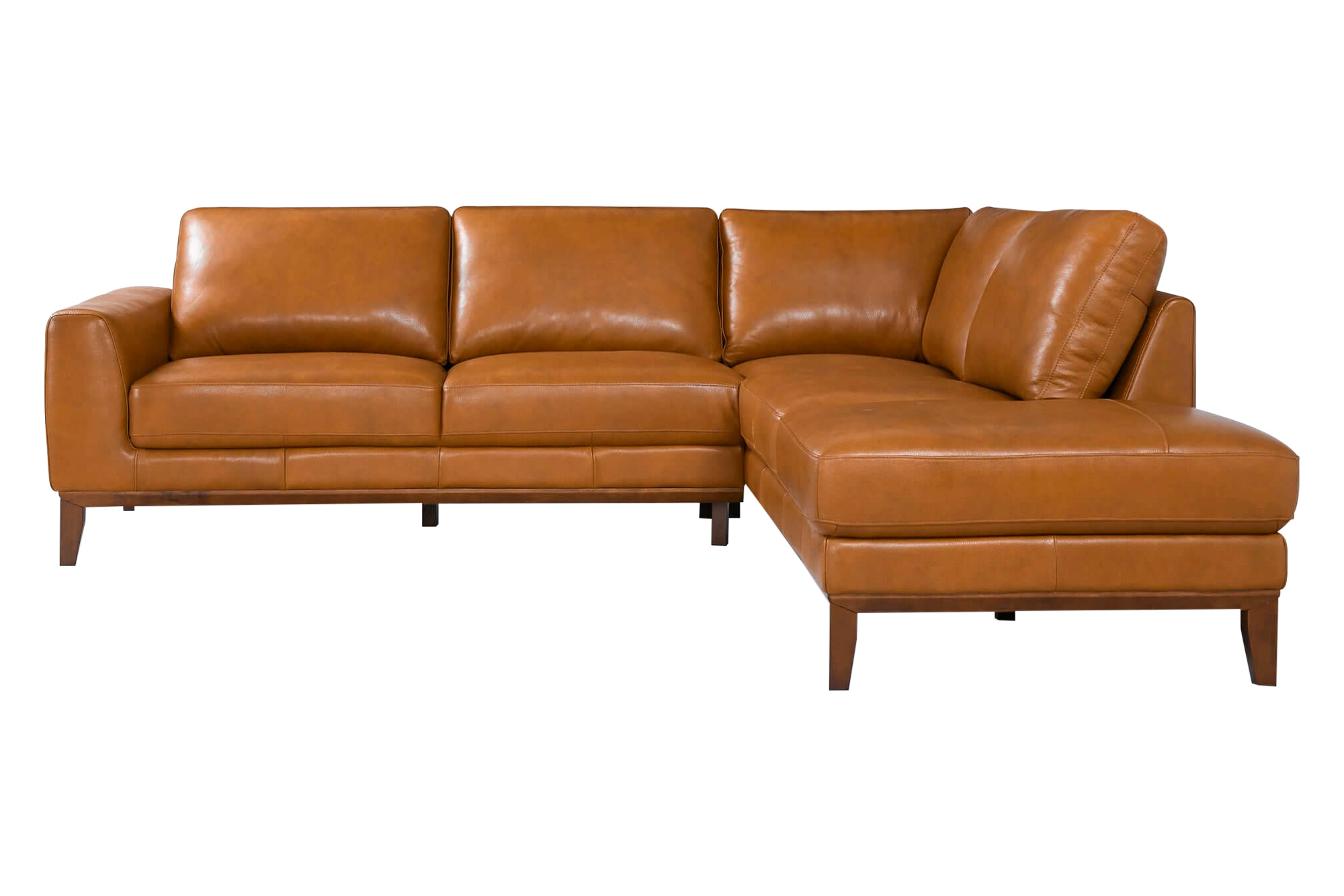 Ashcroft London Leather Sectional Sofa - Tan, Right Facing