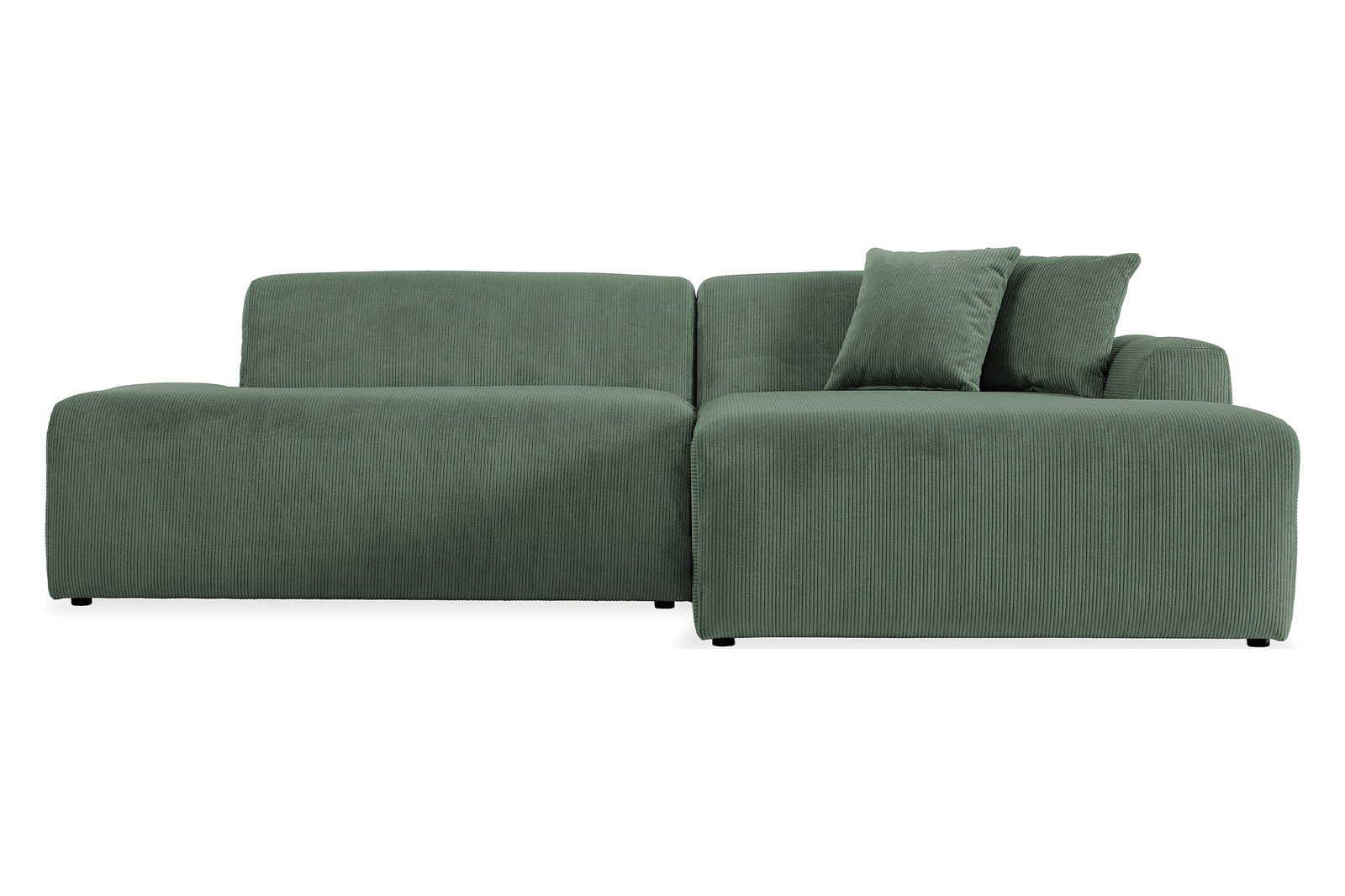 Ashcroft Mar Sectional Velvet Sofa - Green, Right Facing