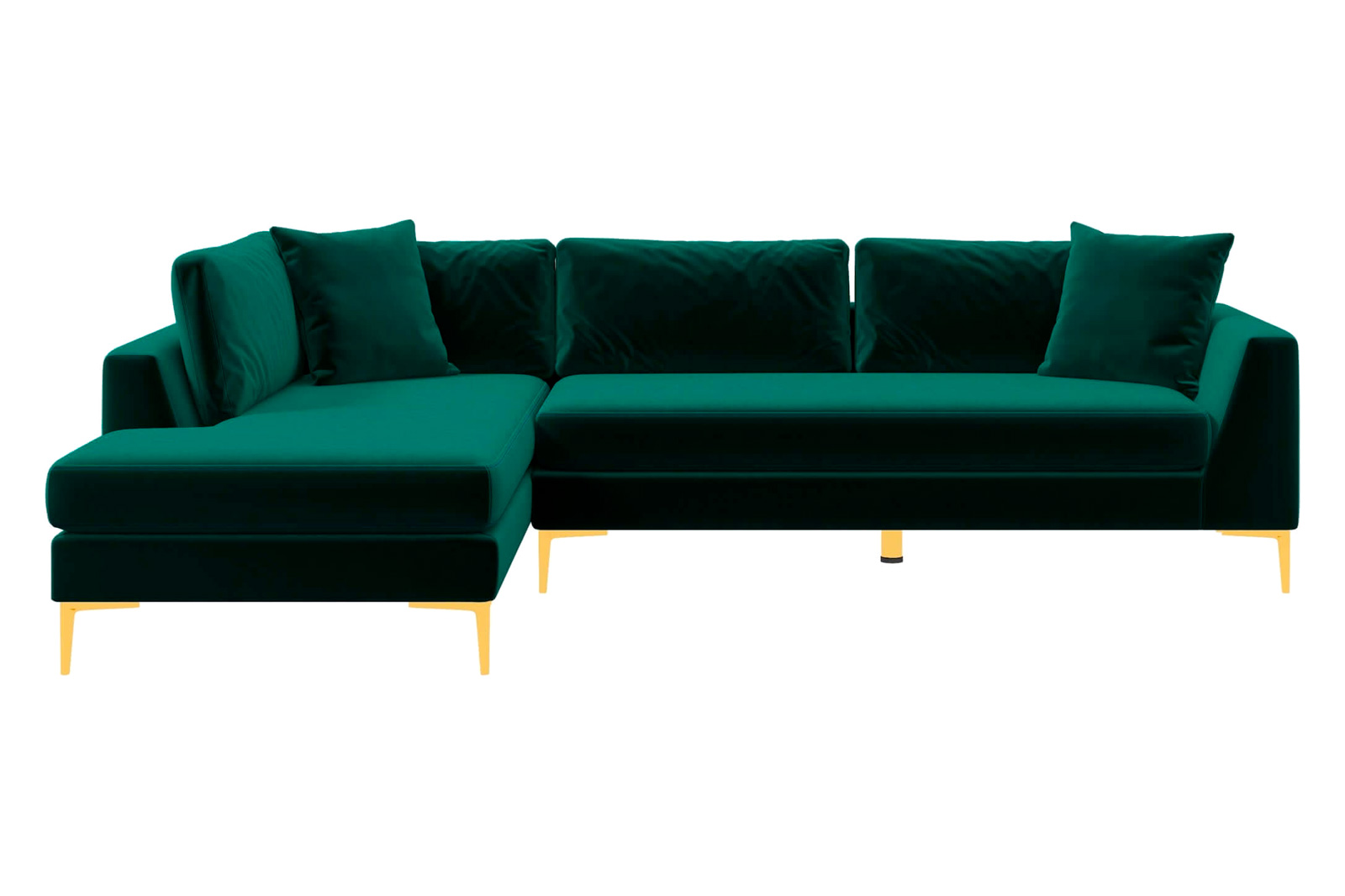 Ashcroft Mano L-Shaped Velvet Sectional Sofa - Green, Left Facing