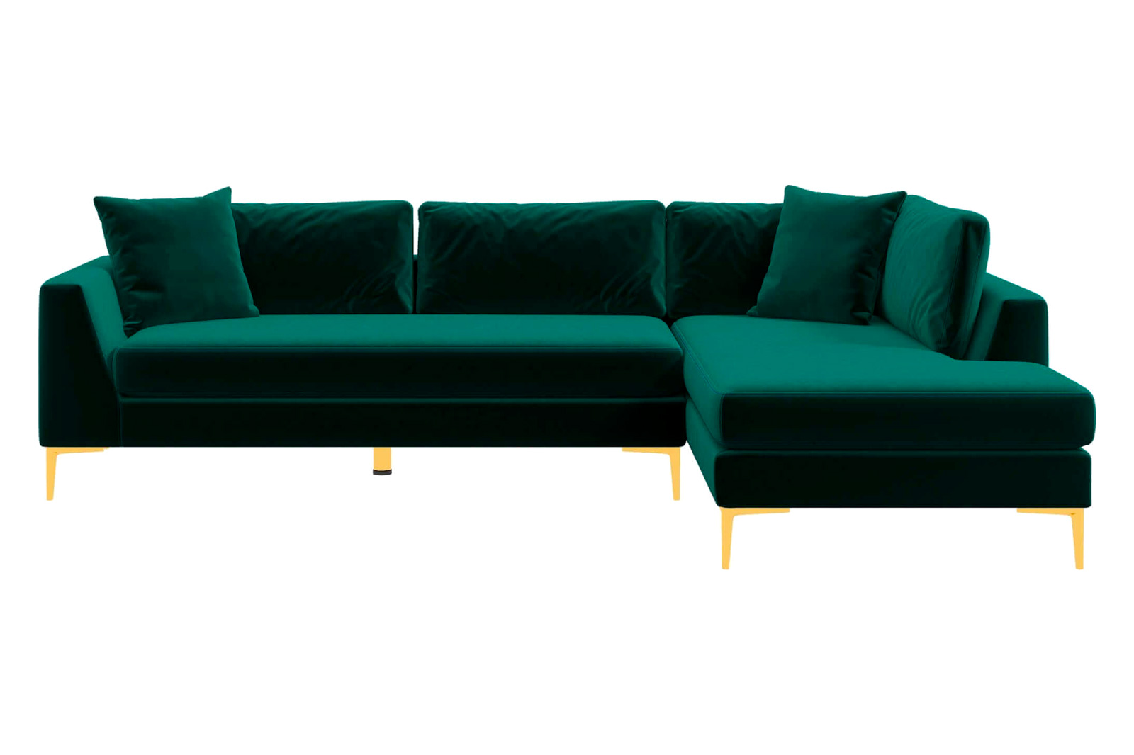 Ashcroft Mano L-Shaped Velvet Sectional Sofa - Green, Right Facing