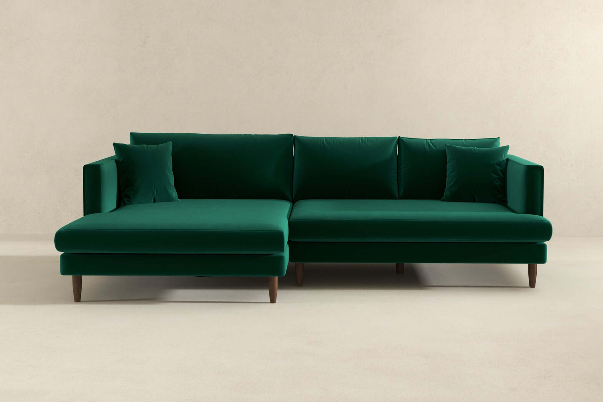 Ashcroft Blake L-Shaped Sectional Sofa Left Facing - Green, Velvet