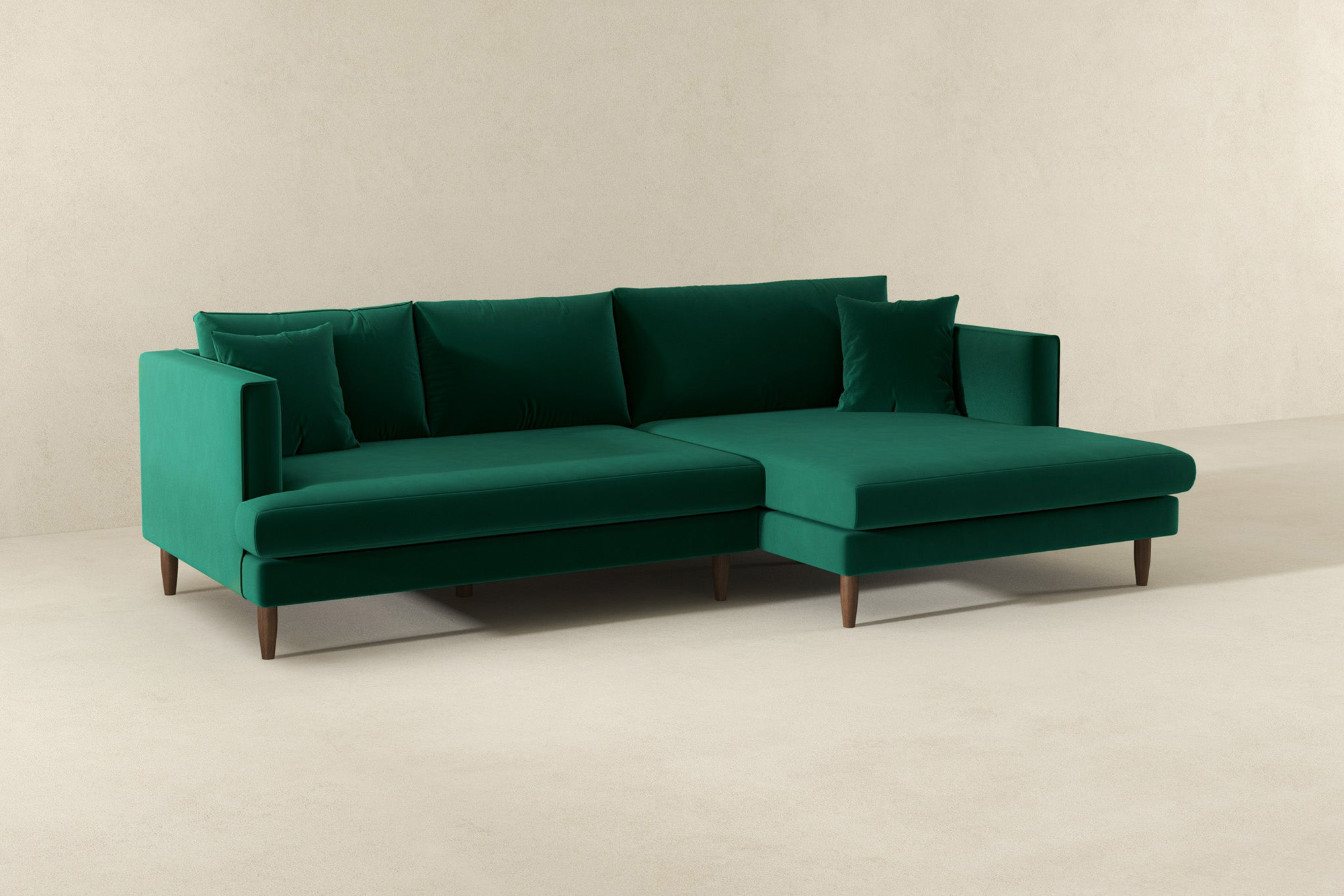 Ashcroft Blake L-Shaped Sectional Sofa Right Facing - Green, Velvet