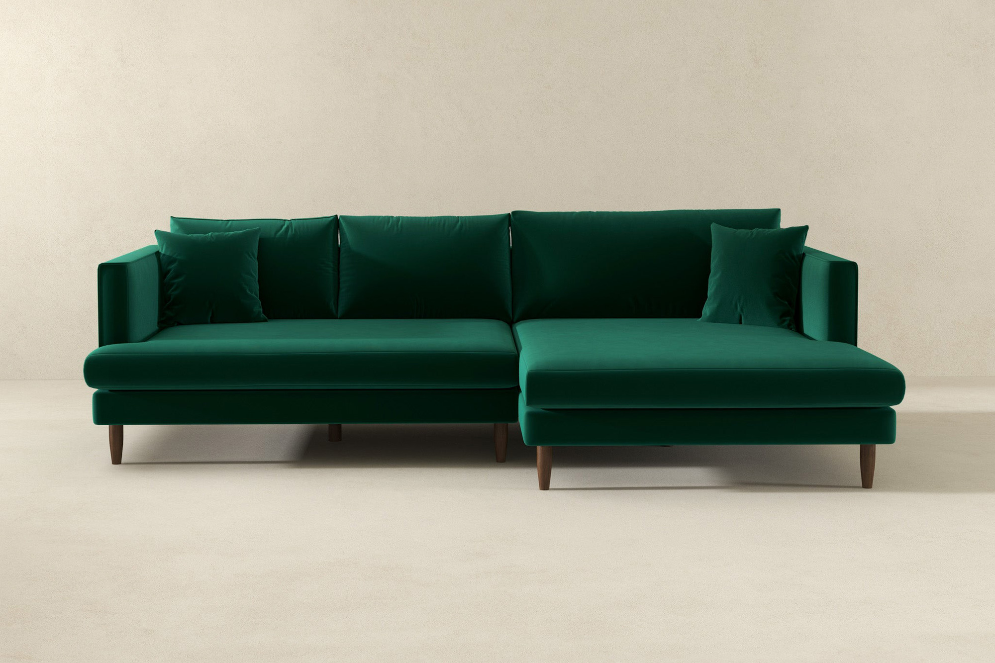 Ashcroft Blake L-Shaped Sectional Sofa Right Facing - Green, Velvet