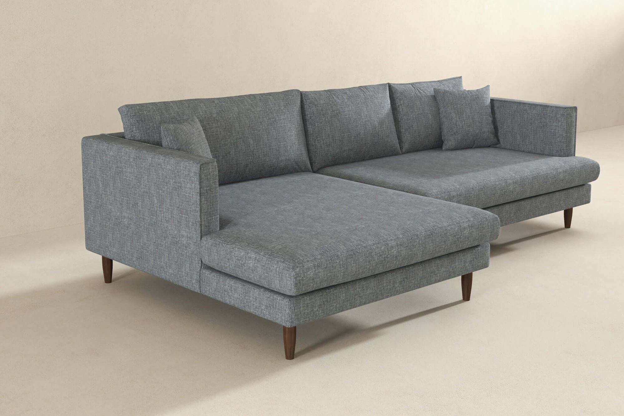 Ashcroft Blake L-Shaped Sectional Sofa Left Facing - Gray, Linen