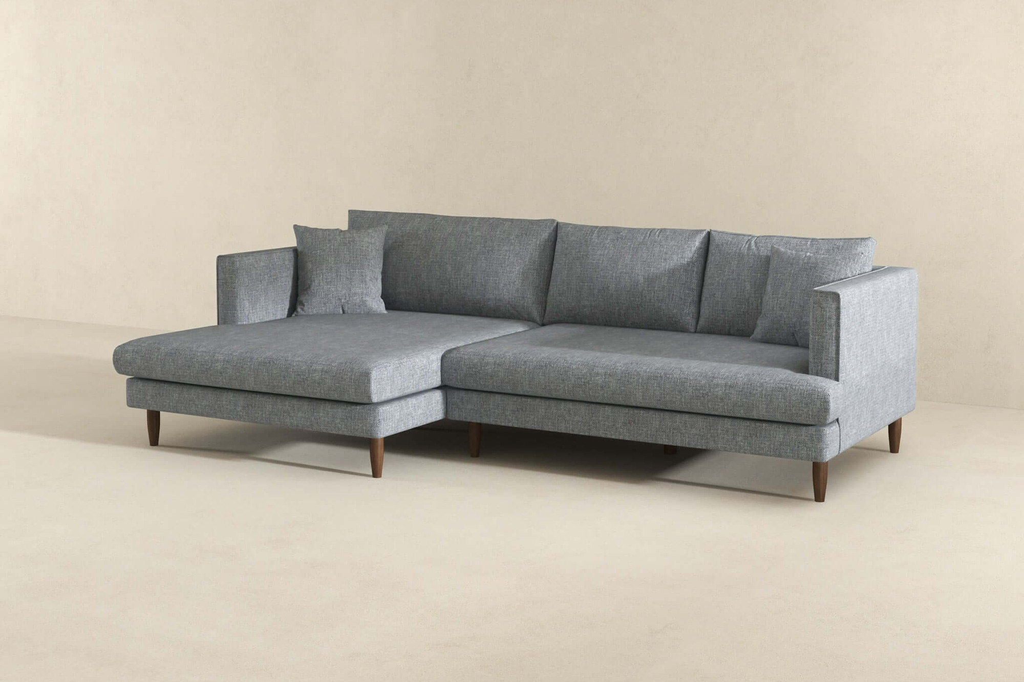 Ashcroft Blake L-Shaped Sectional Sofa Left Facing - Gray, Linen