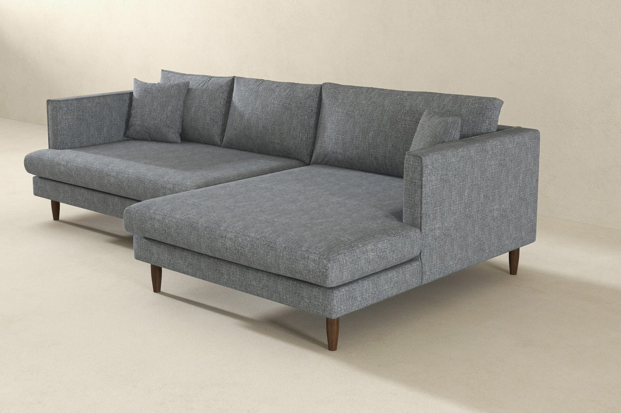 Ashcroft Blake L-Shaped Sectional Sofa Right Facing - Gray, Linen